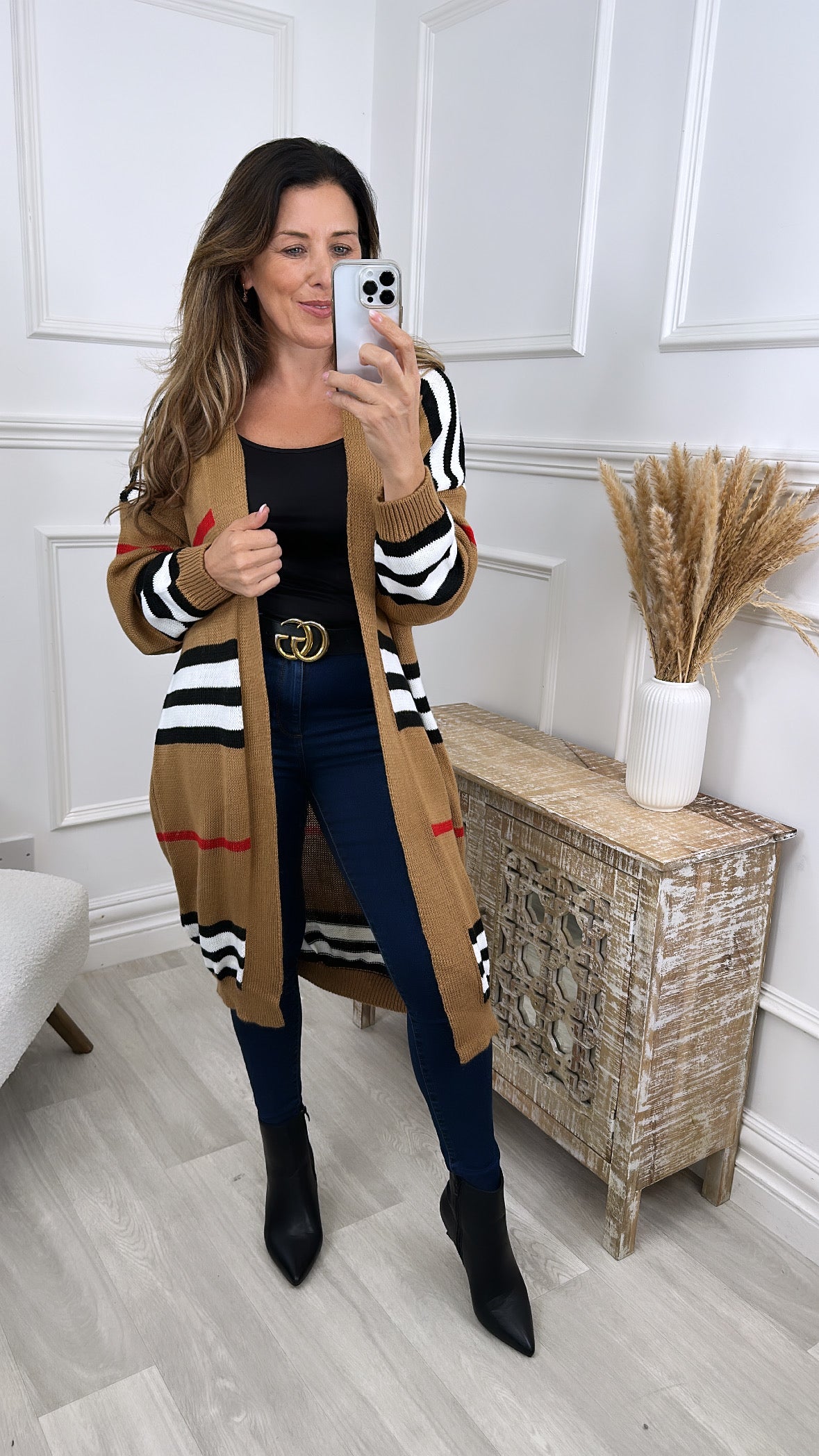 Iris Camel Striped Cardi