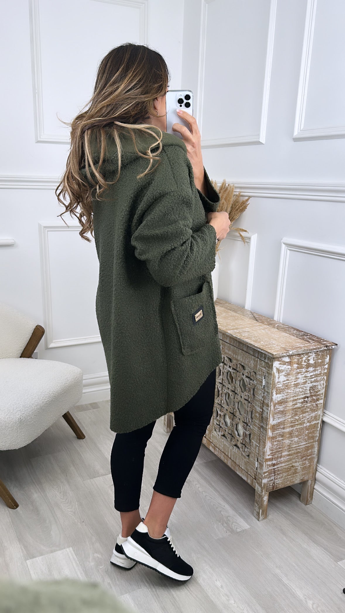 Peggy Khaki Zipped Duster Coat