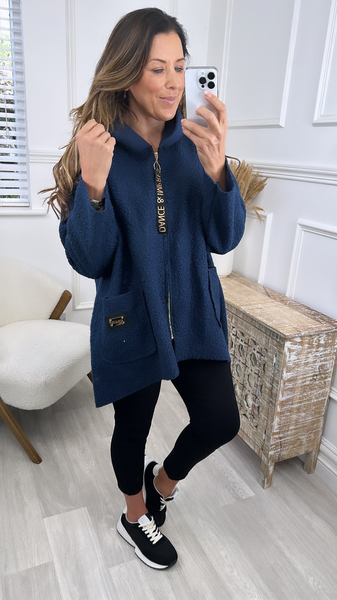 Peggy Navy Zipped Duster Coat