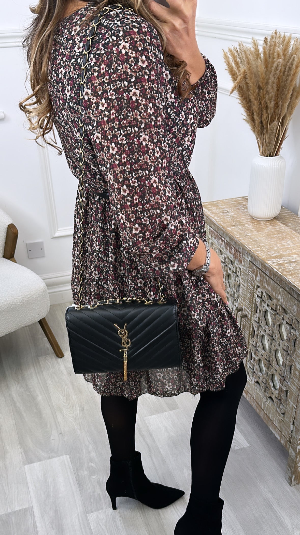 Myrtle Black Layered Wrap Dress