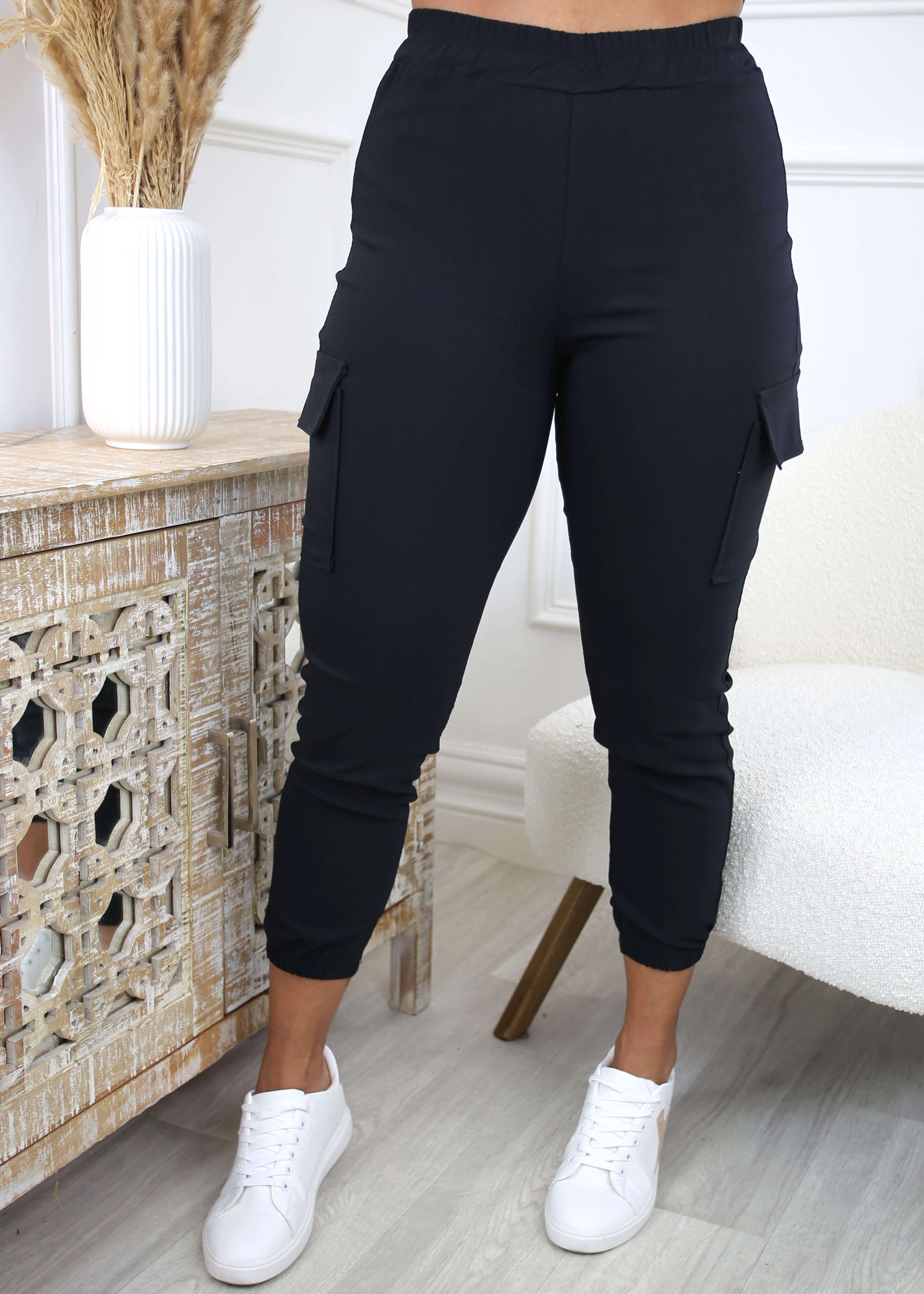 Antonia Black Cargo Trousers