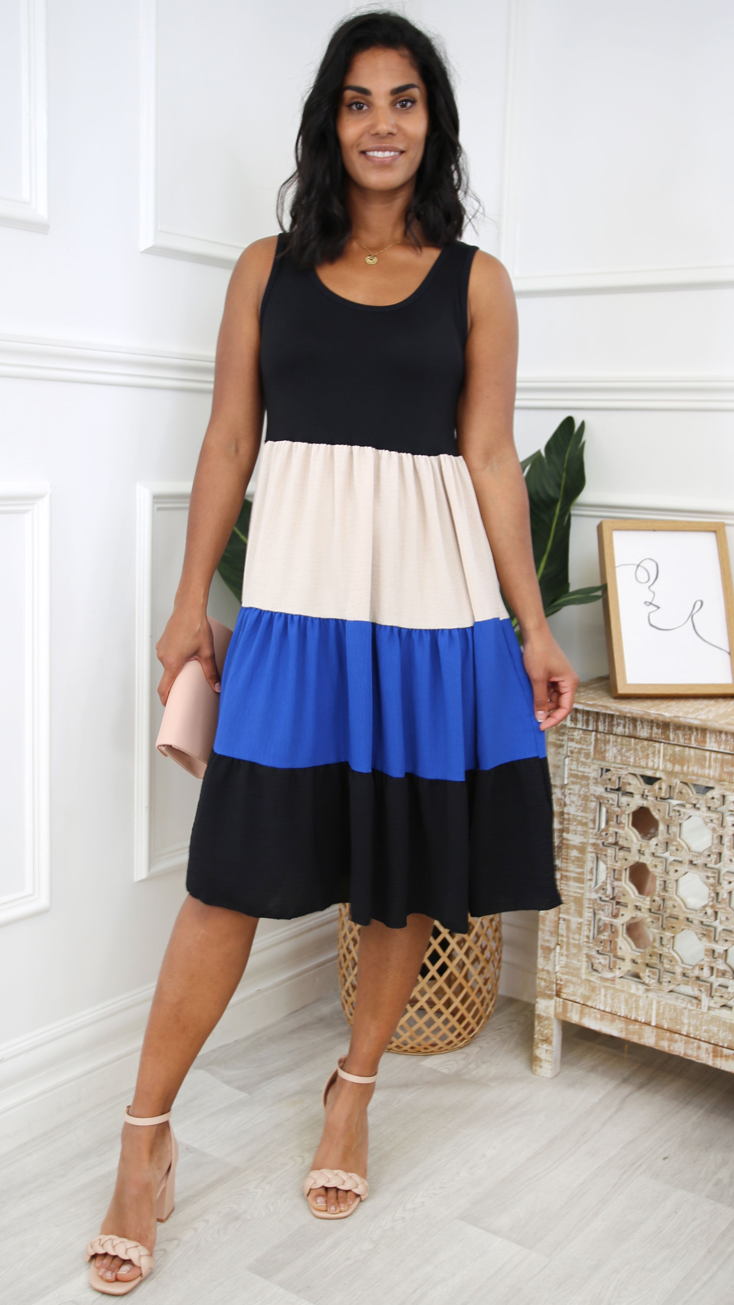 Shirley Royal Blue Babydoll Smock Dress