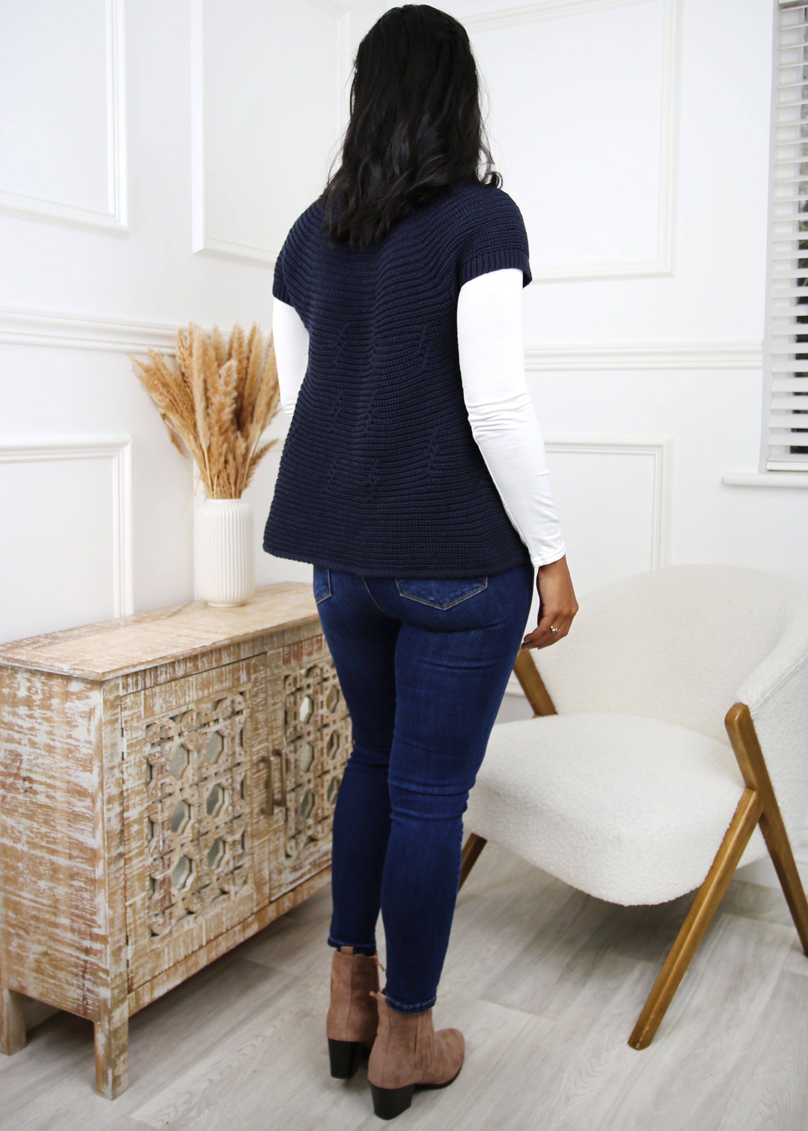 Livia Navy Short Sleeve Cardigan
