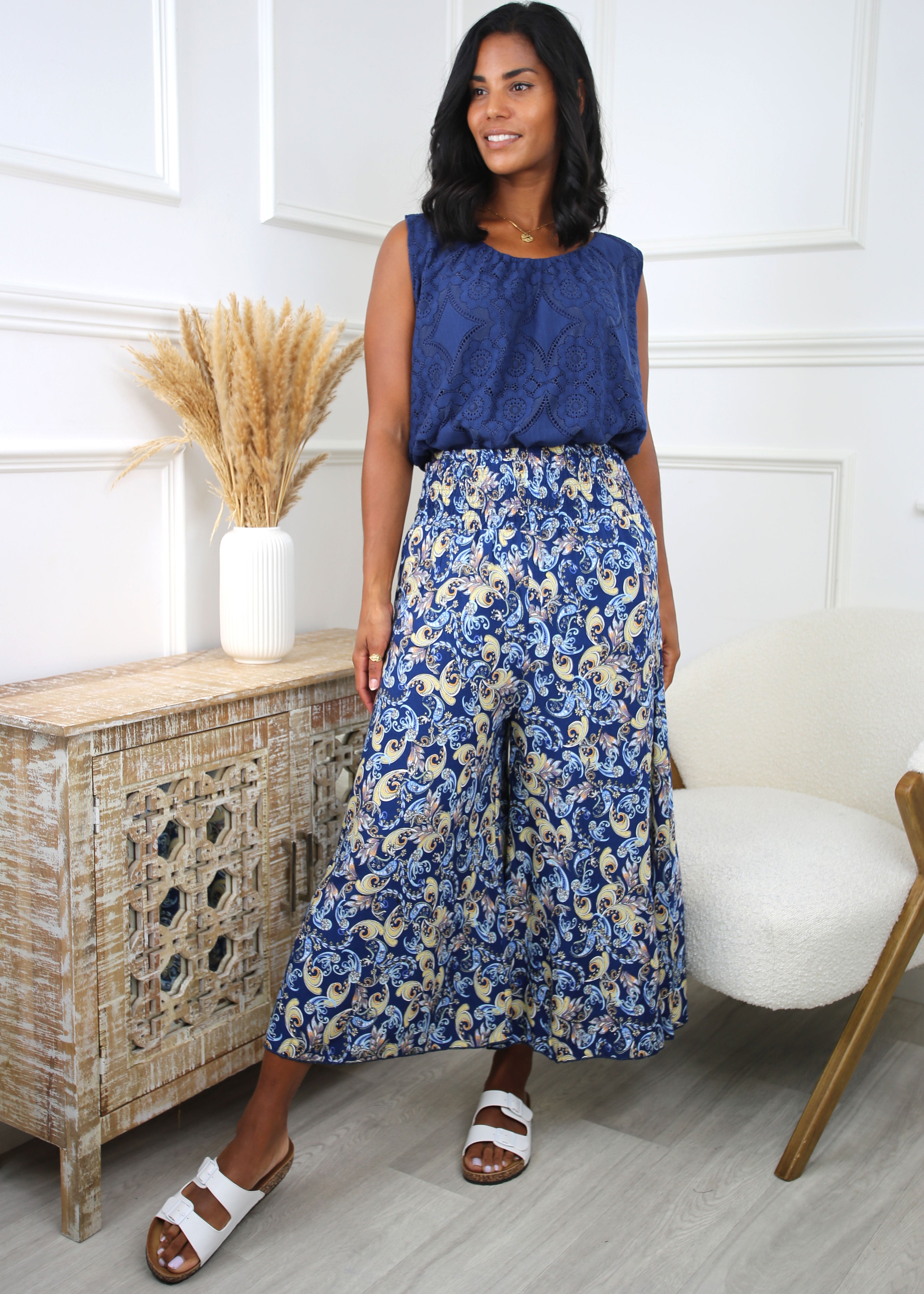 Saibh Blue Wide Leg Trousers