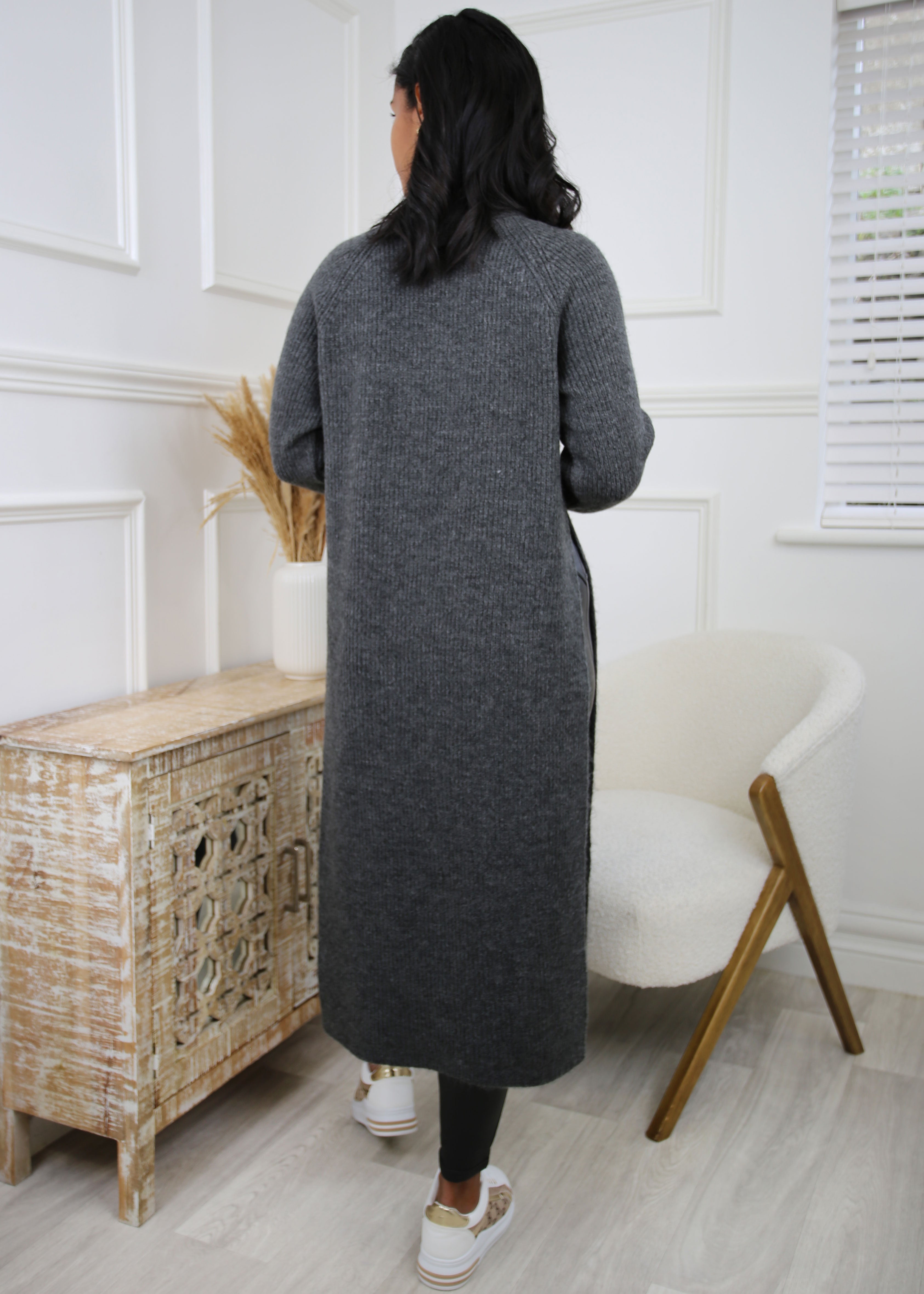Andrea Dark Grey Knitted Midi Dress
