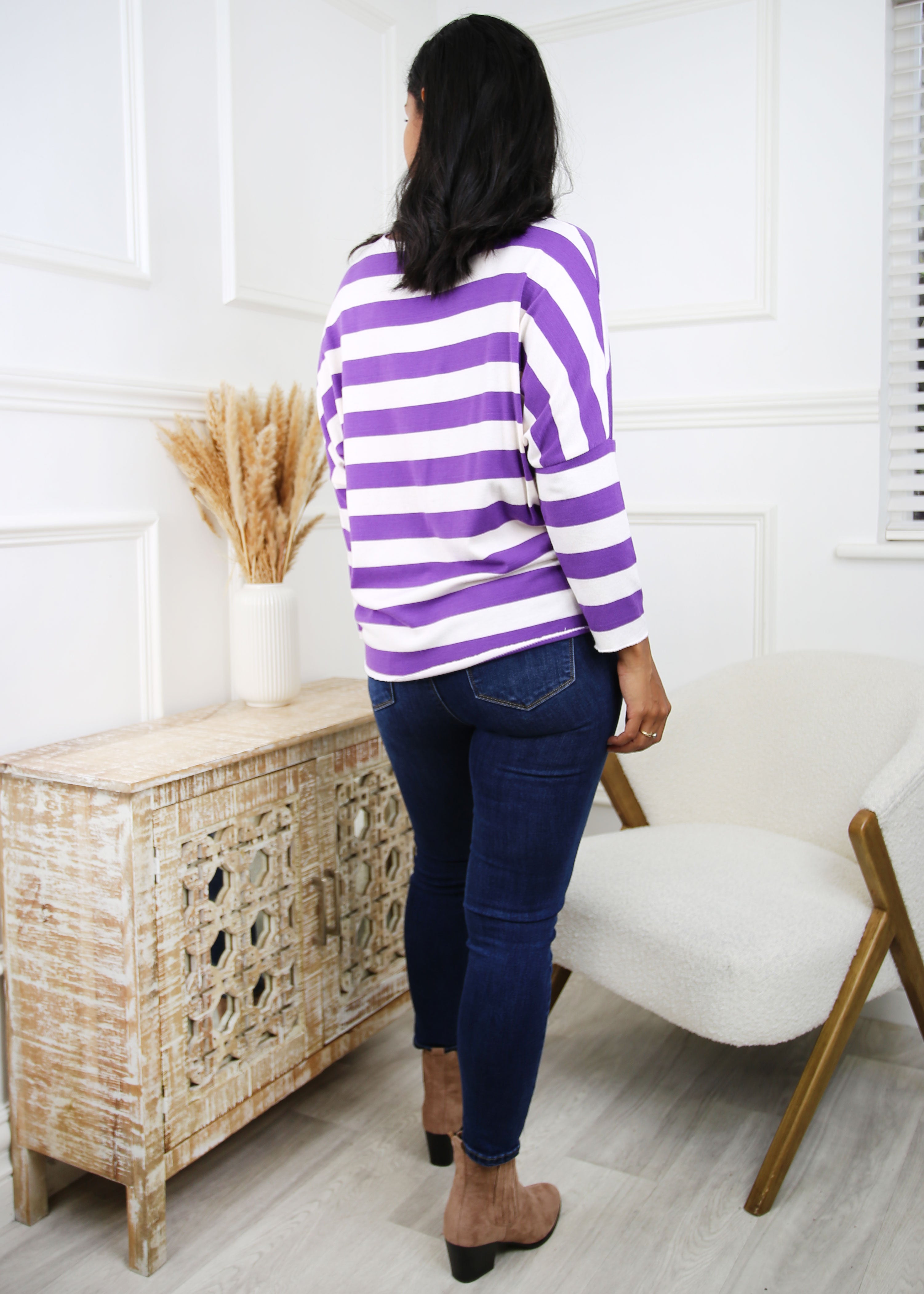 Riley Purple Stripe Necklace Top