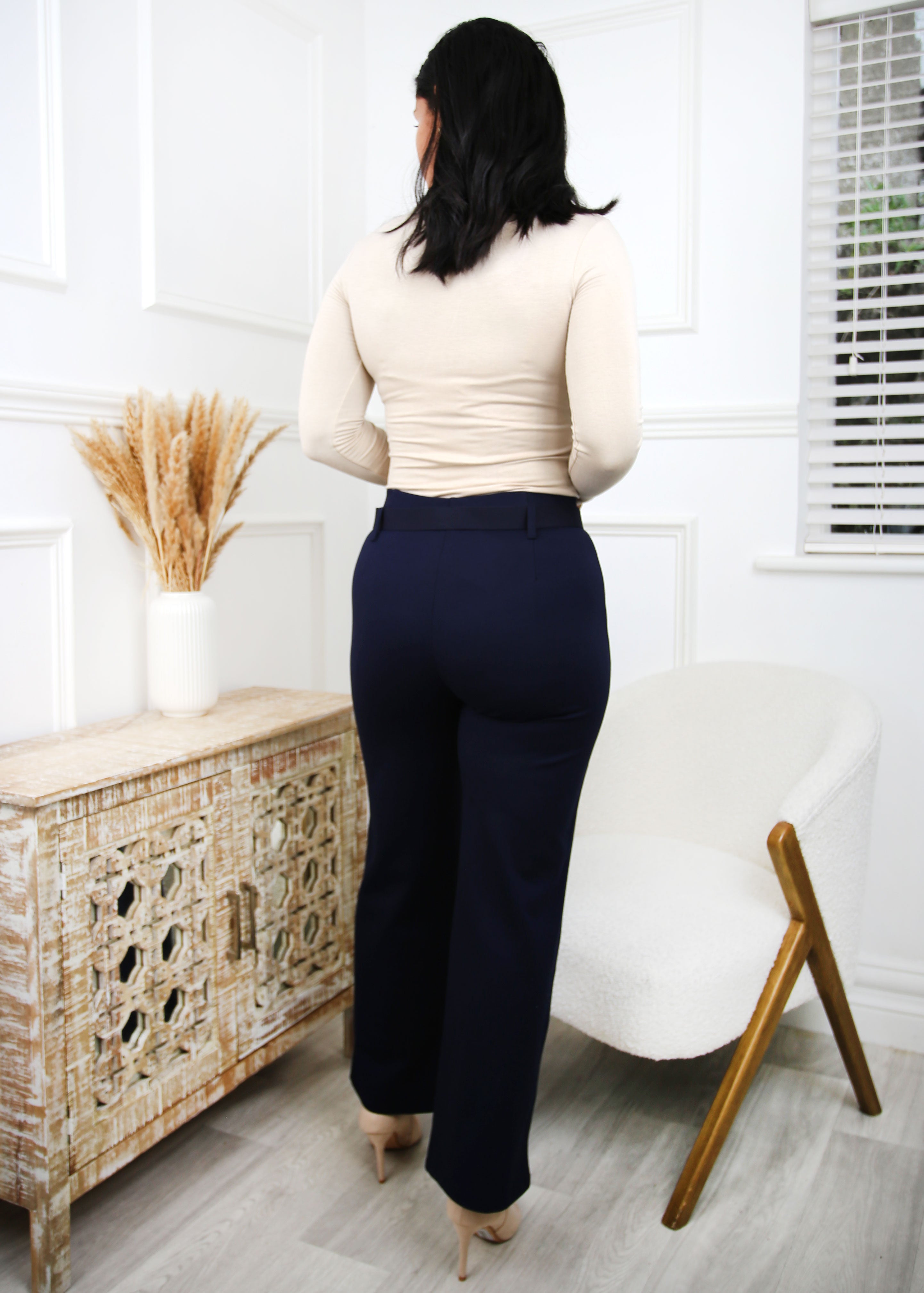 June Navy Wide Leg Trousers