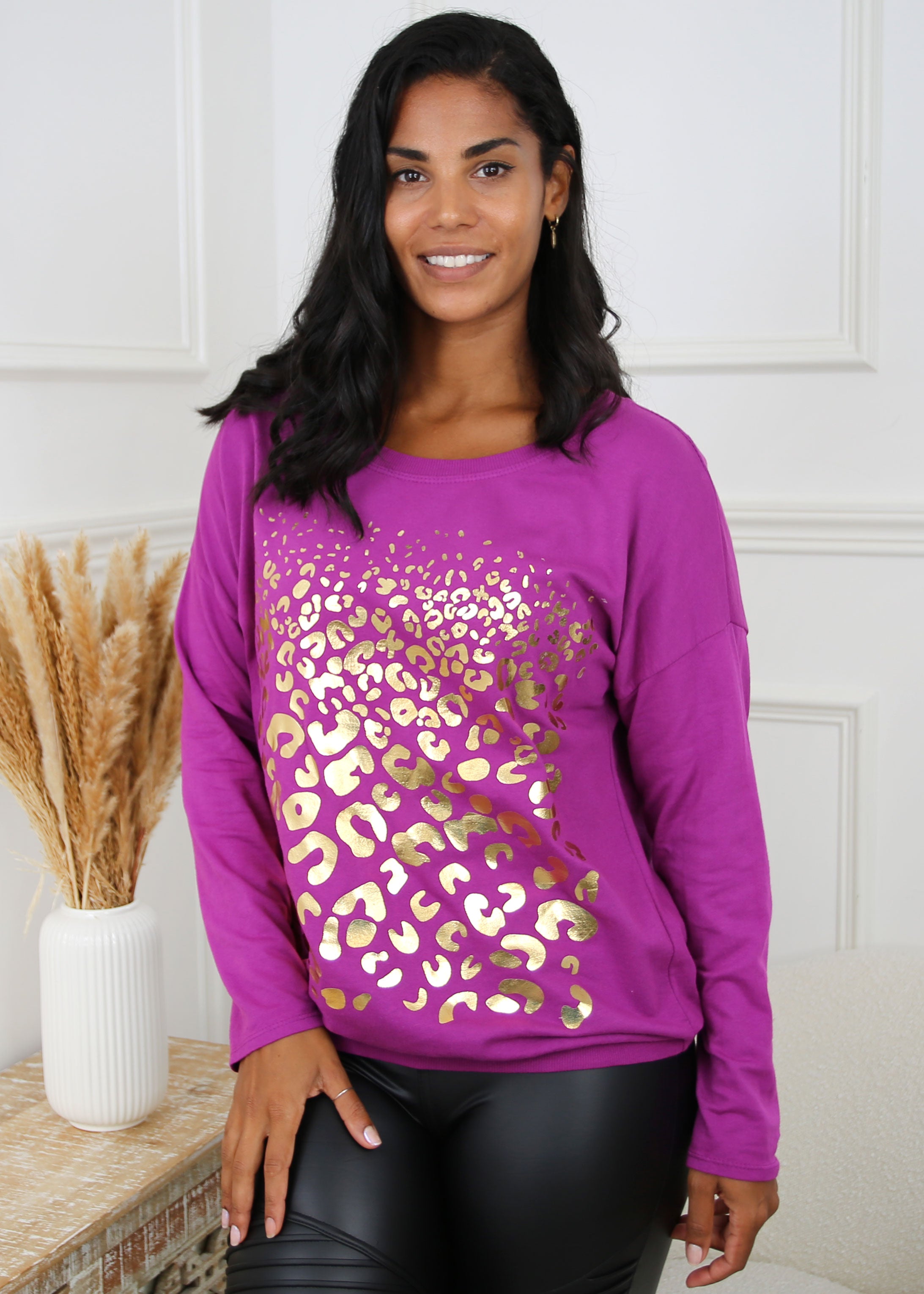 Rory Magenta Leopard Print Top