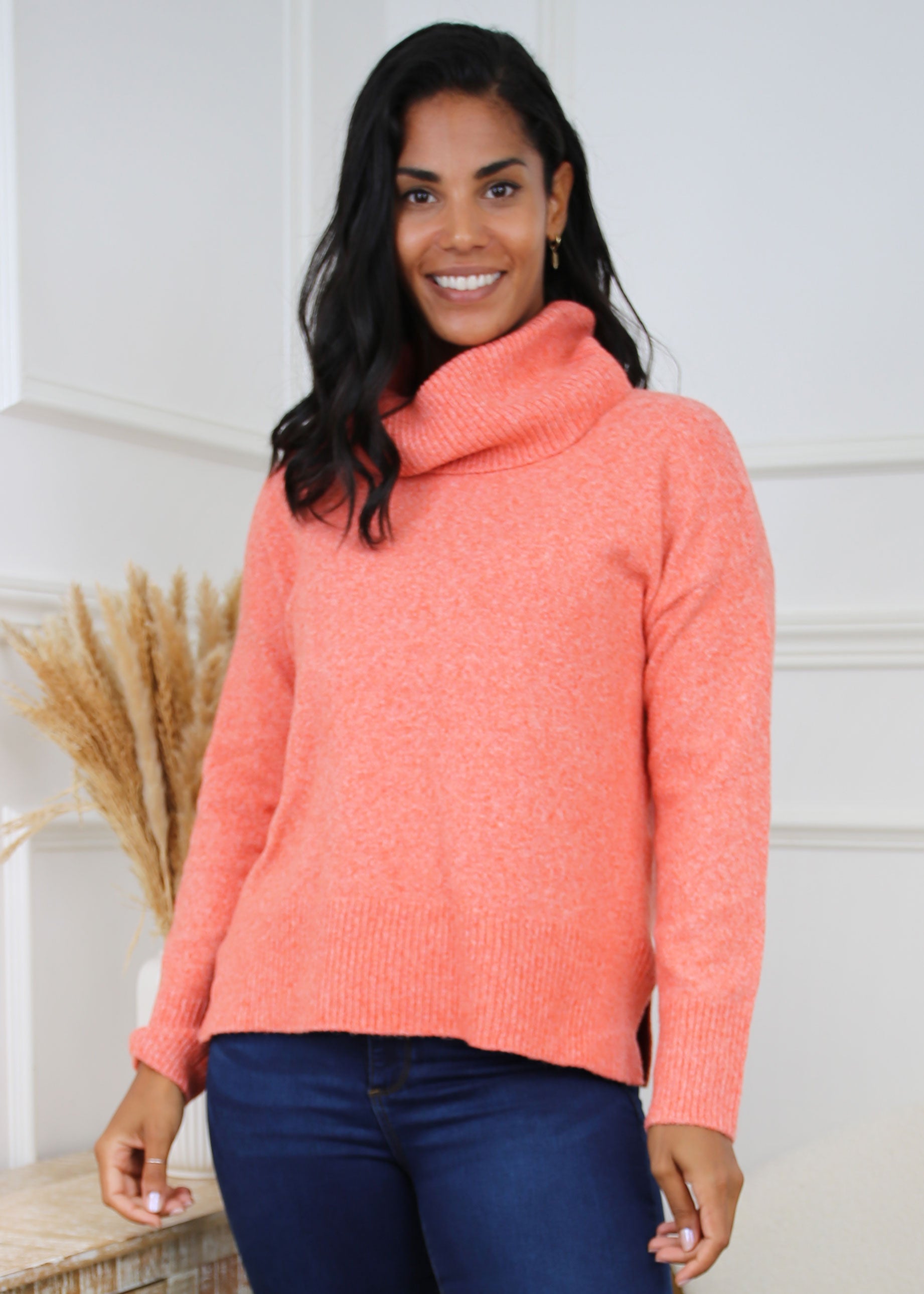 Doffy Tangerine Cowlneck Pullover