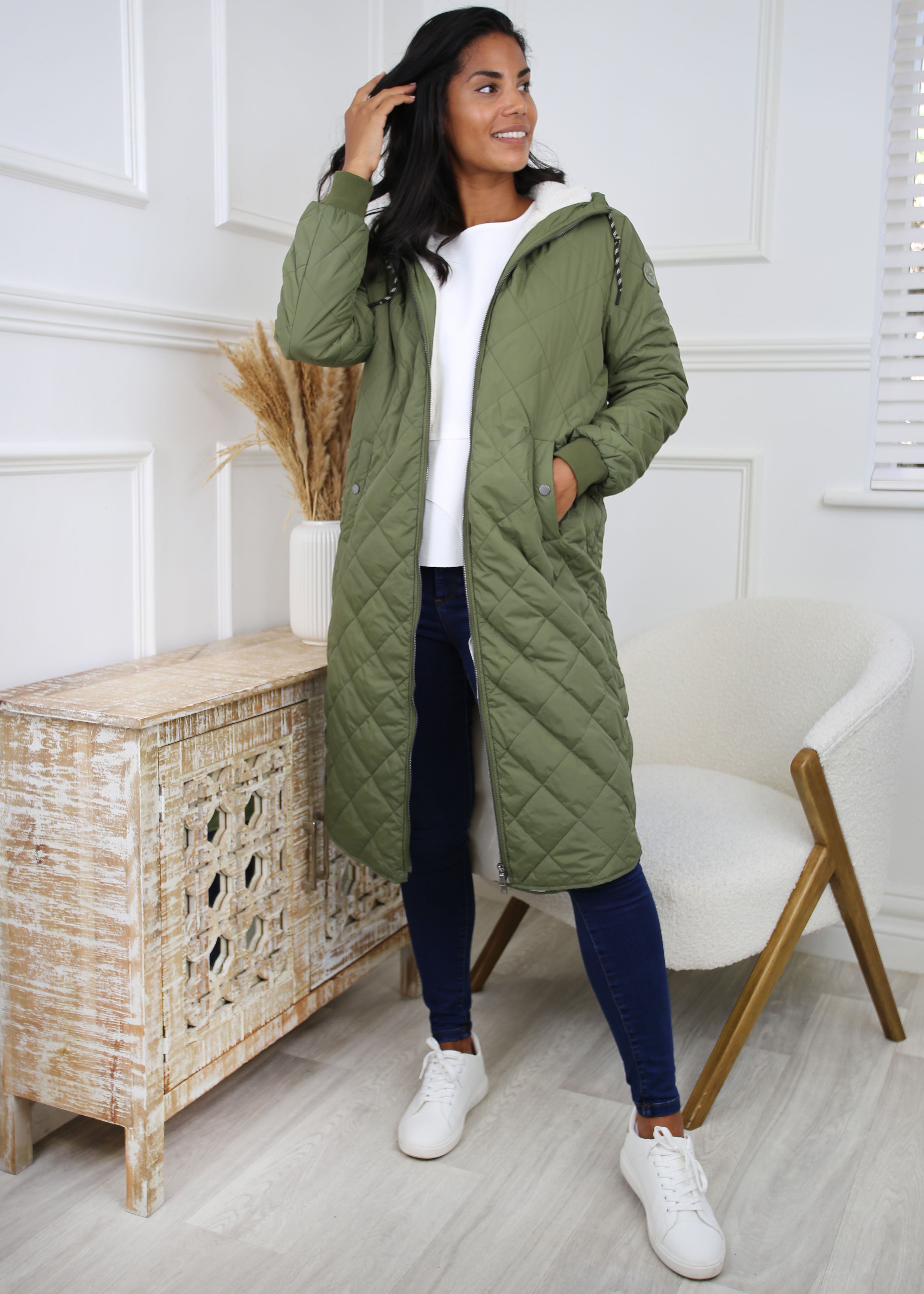 New Sandy Winter Moss Quilt Coat