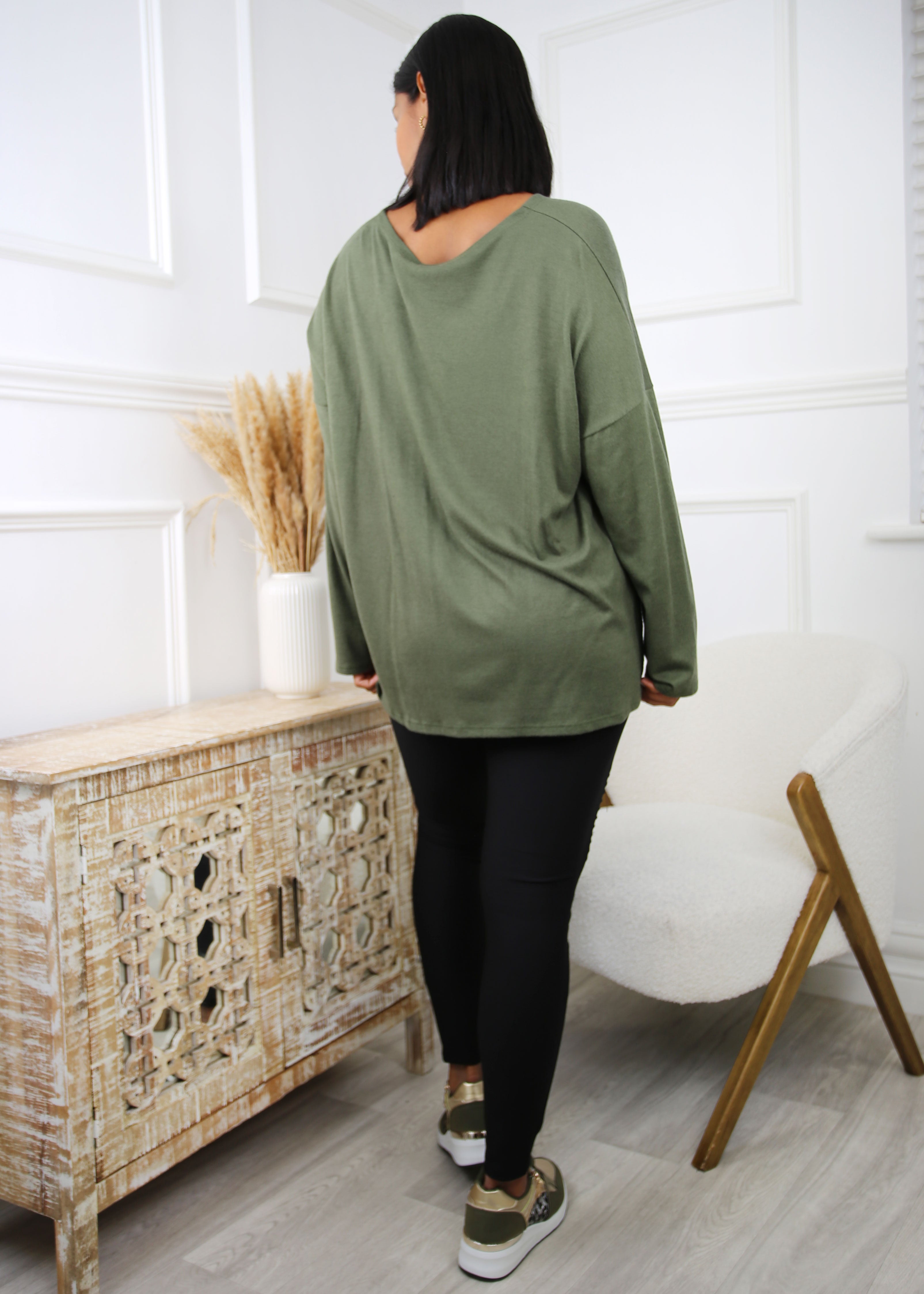 Celine Khaki Twisted Front Top