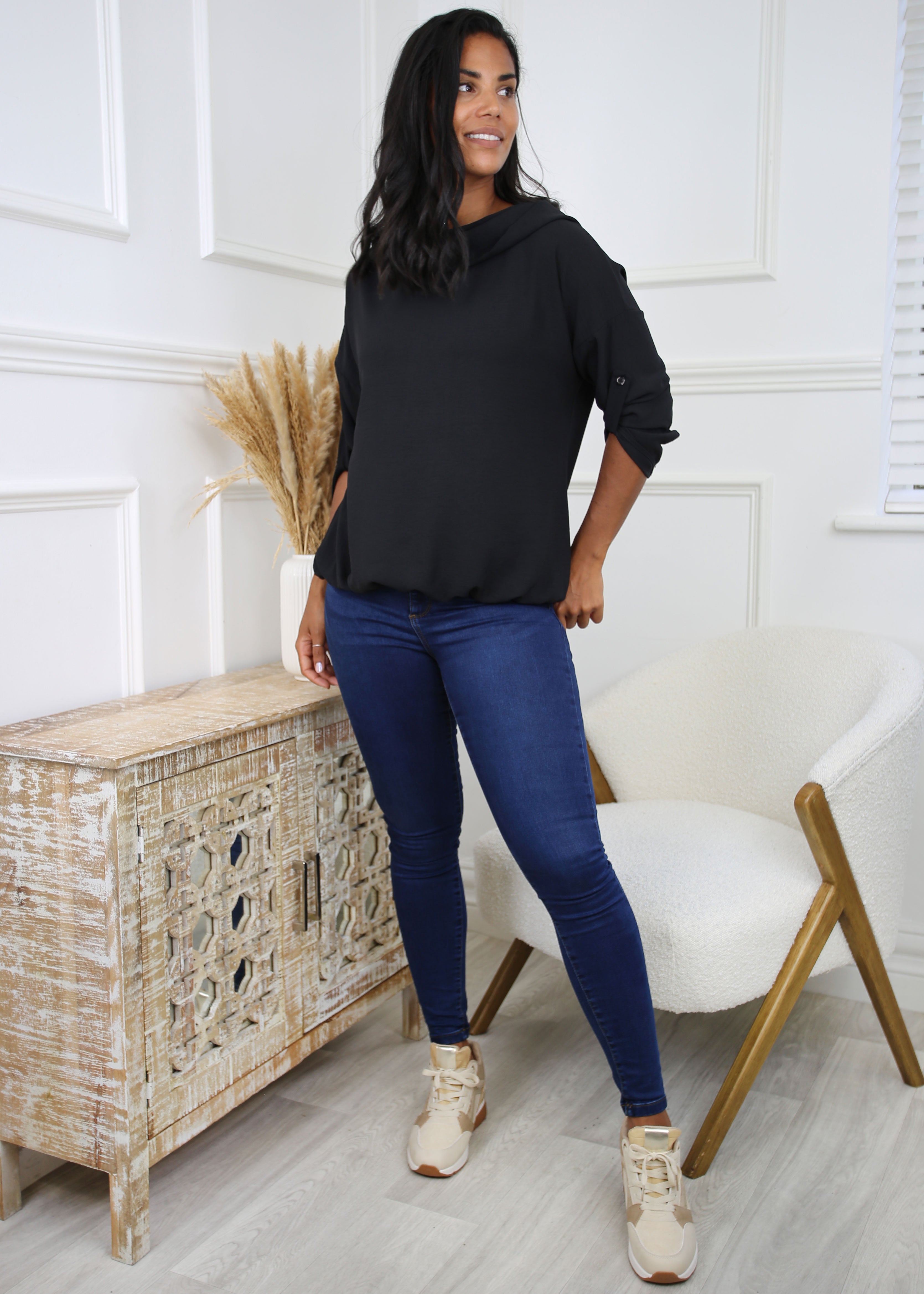 Silvy Black Snood Neck Tunic