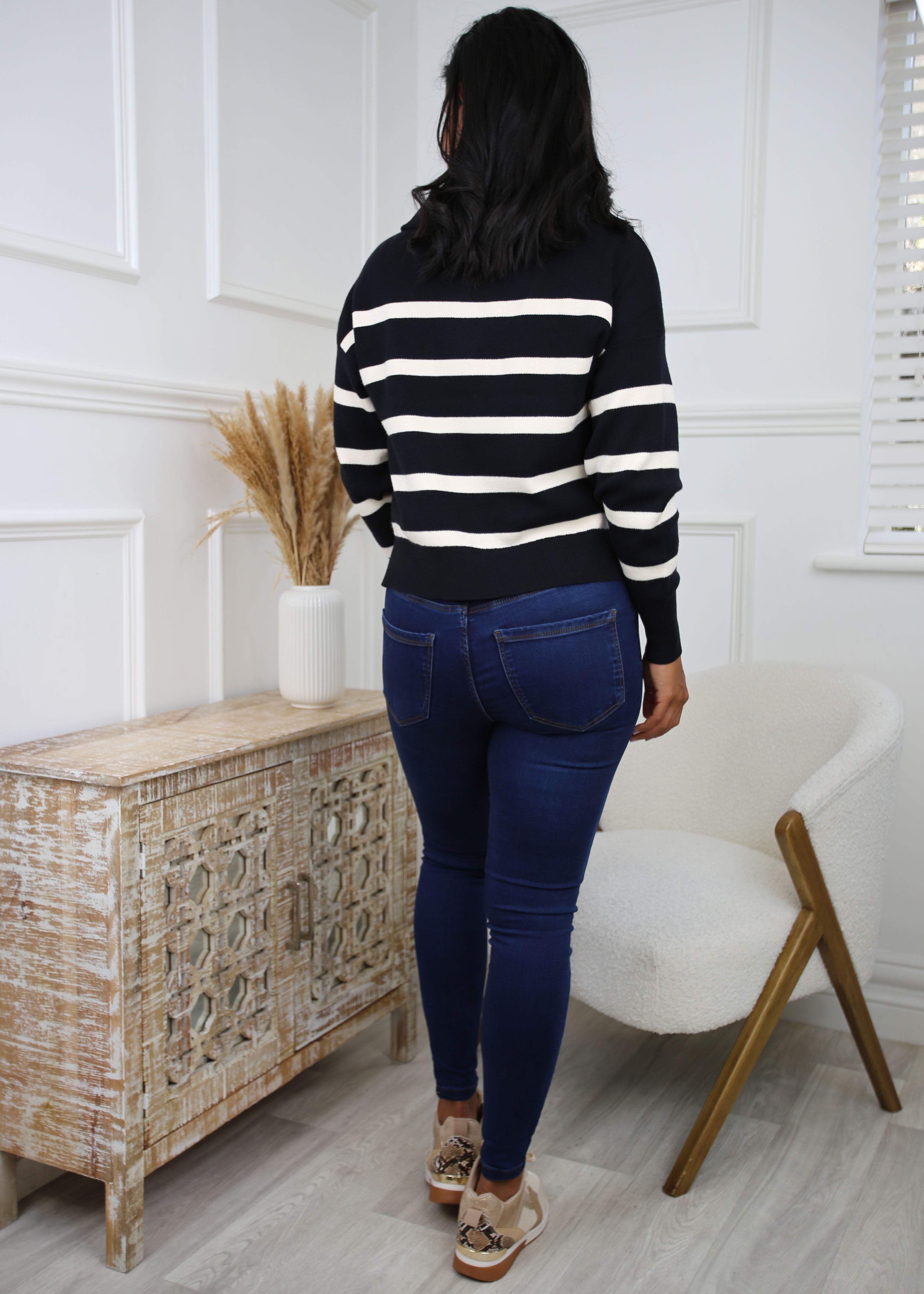 Saba Black White Stripe Pullover