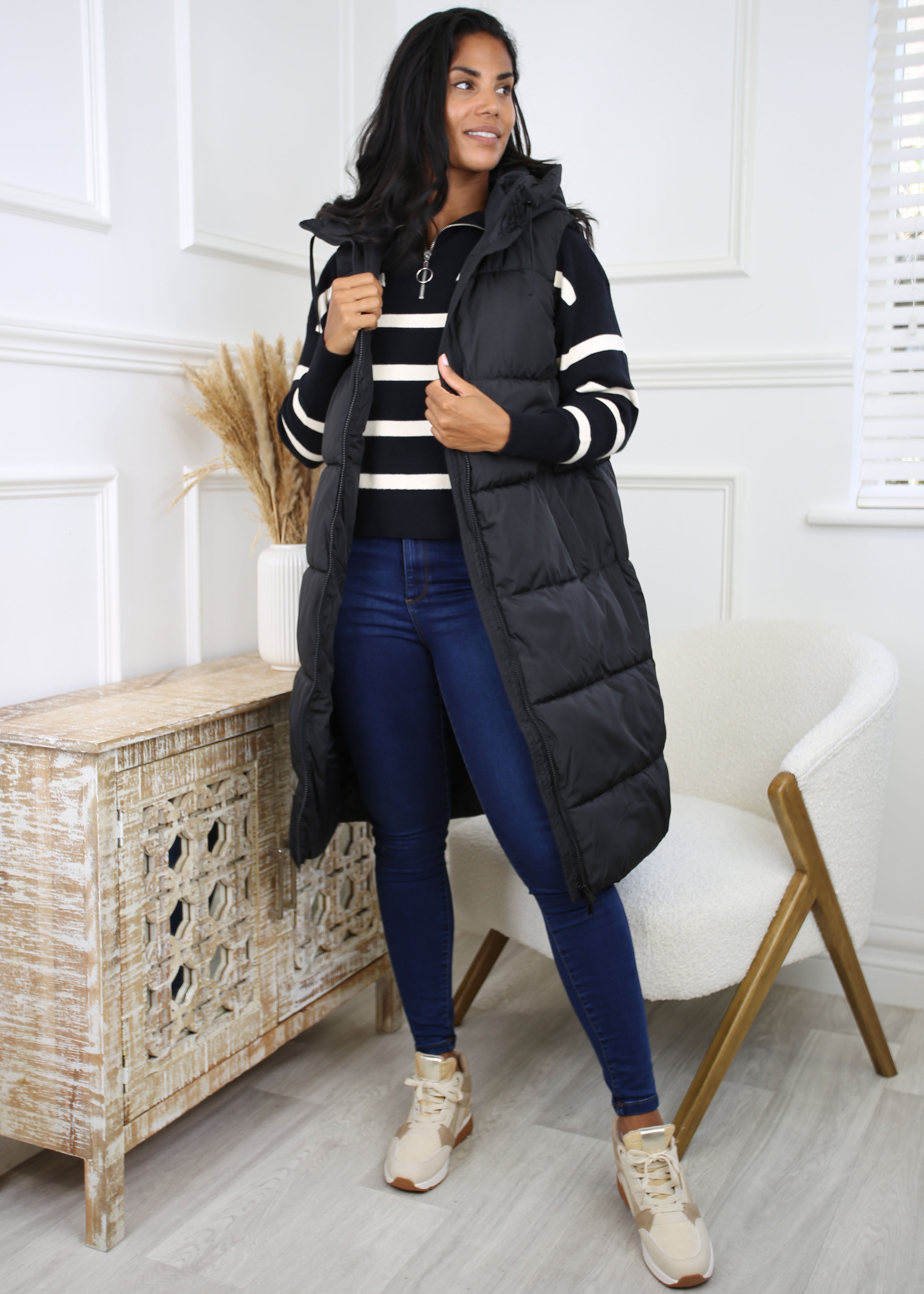 Saba Black White Stripe Pullover