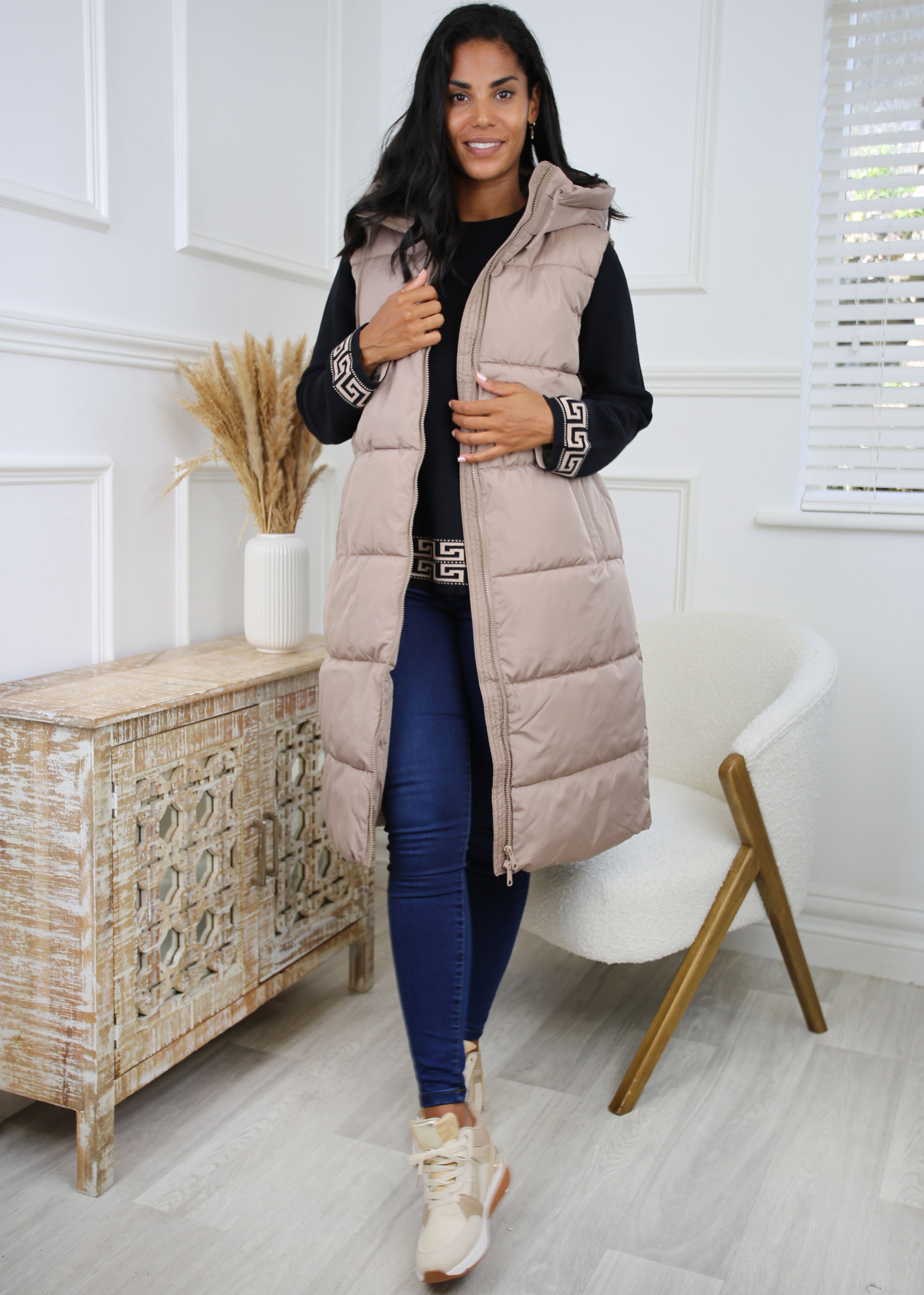 Ligaane Taupe Grey High Neck Gilet
