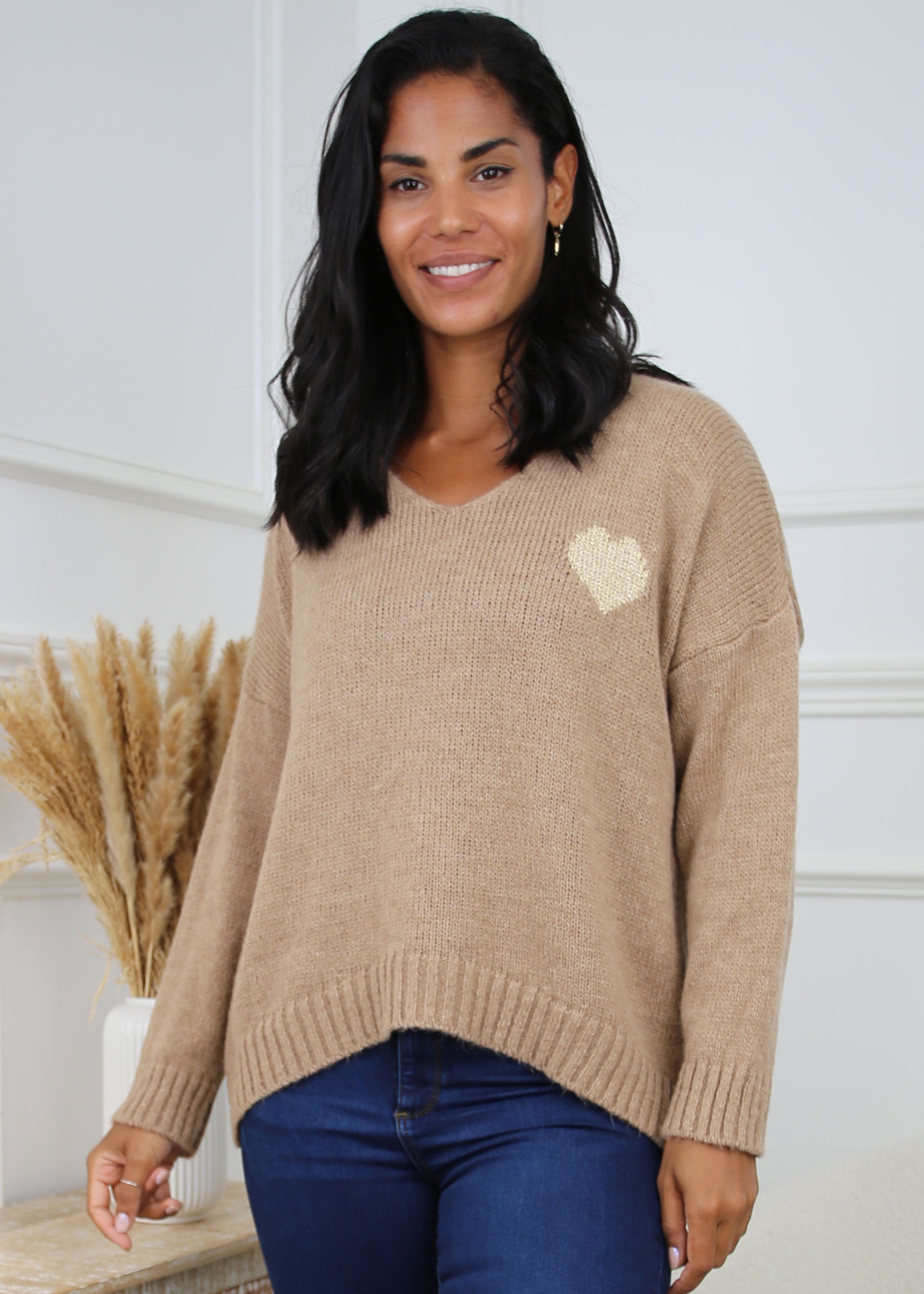 Marsali Brown Heart Jumper