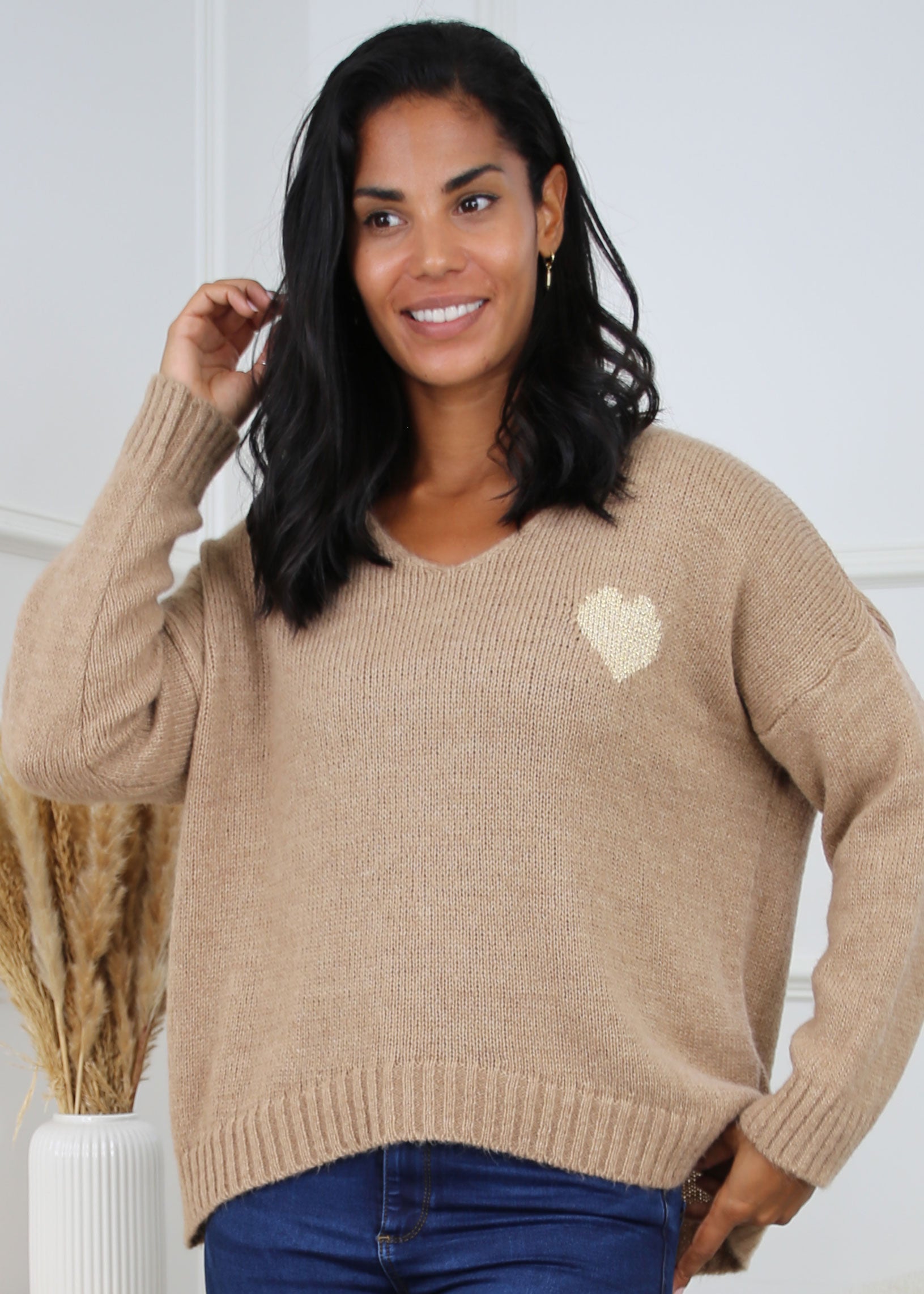 Marsali Brown Heart Jumper