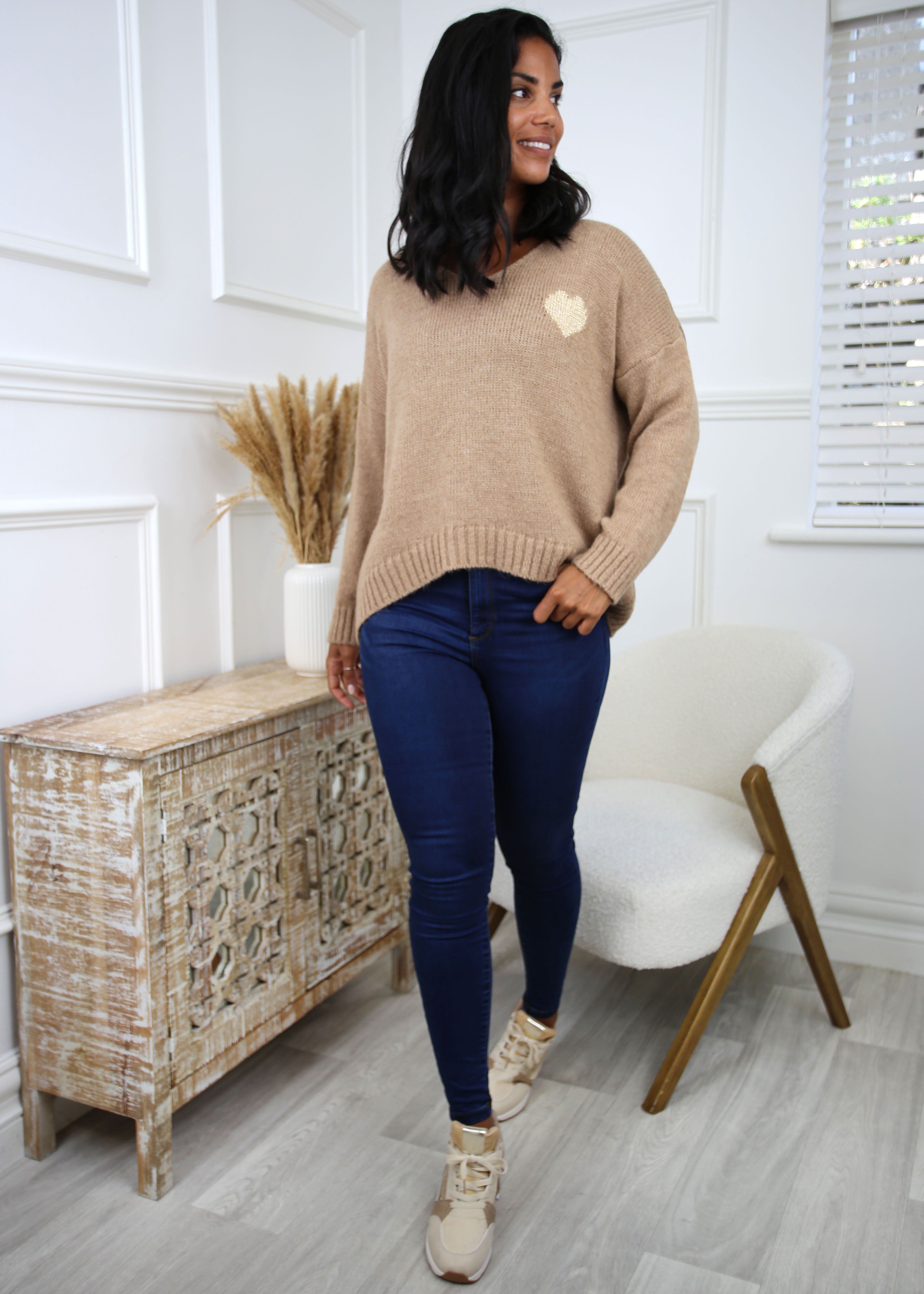 Marsali Brown Heart Jumper