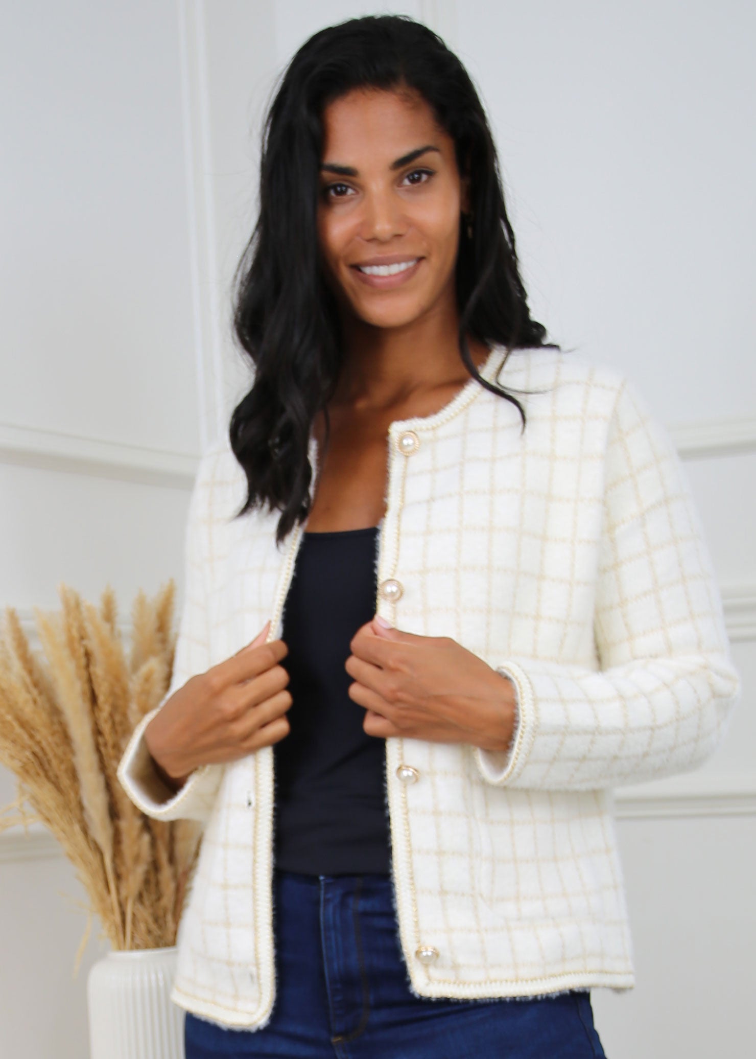 Zoye White Boucle Blazer