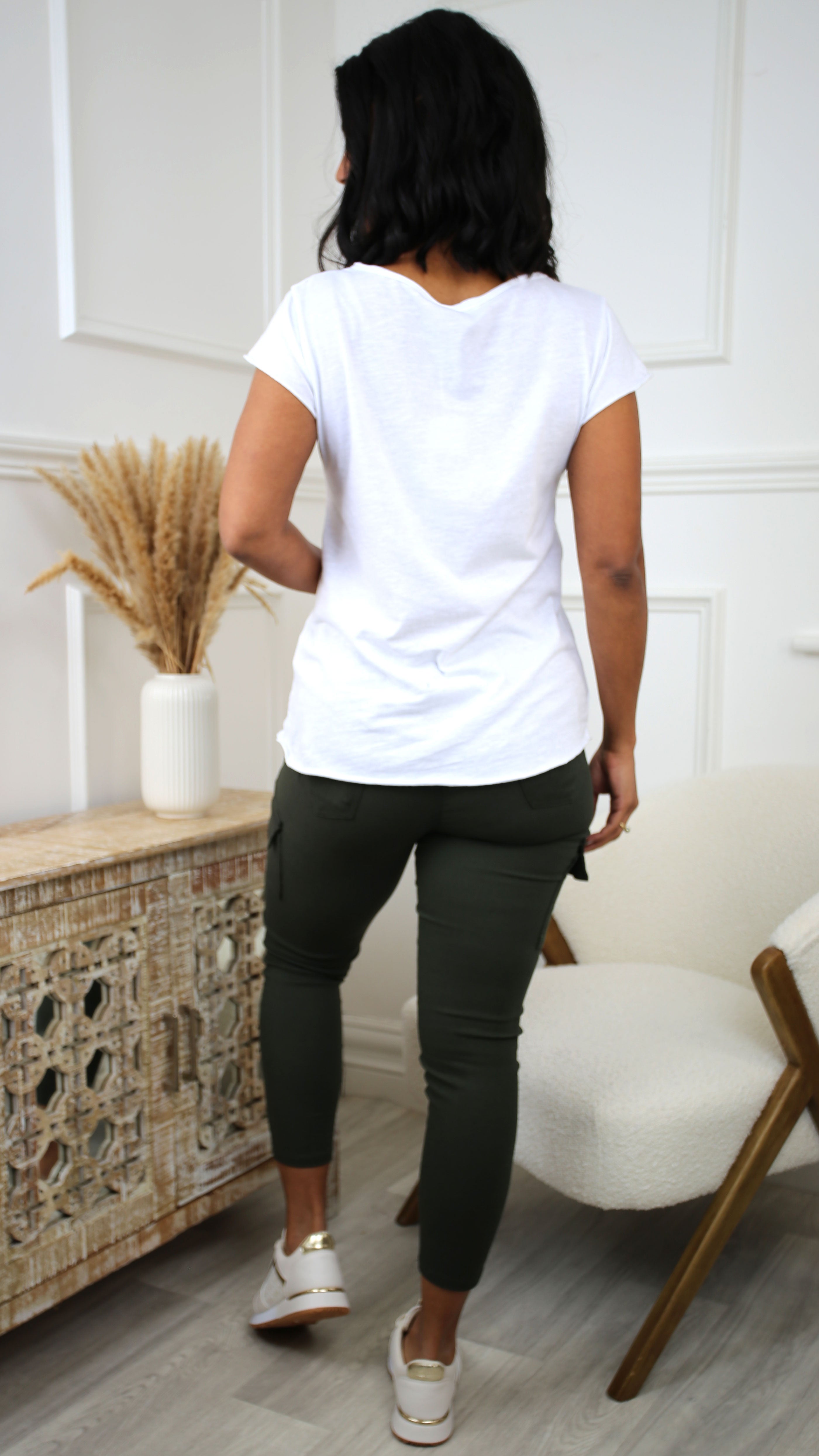 Svenja White Feather Print T-Shirt