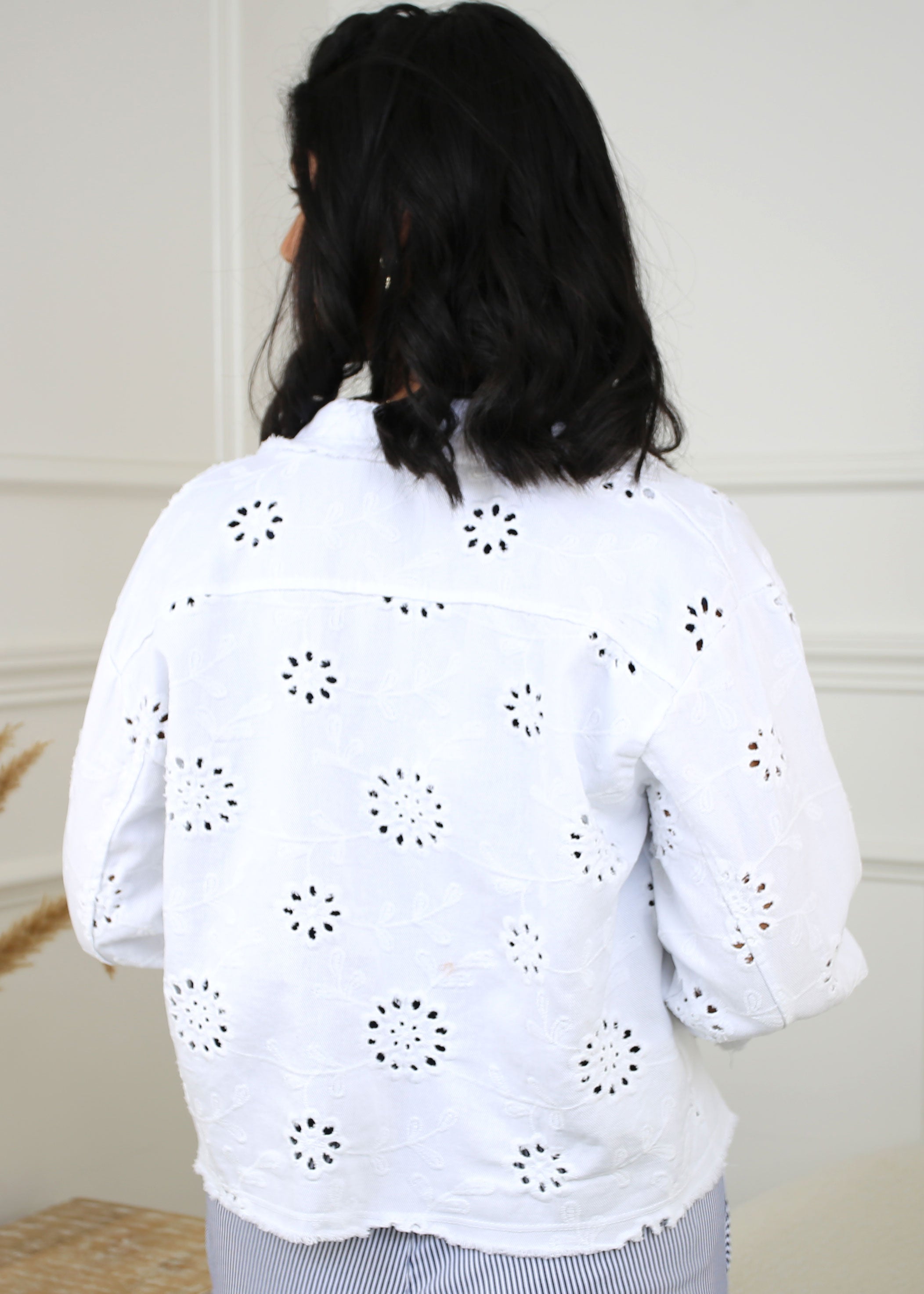 Rylee White Embroidered Denim Jacket