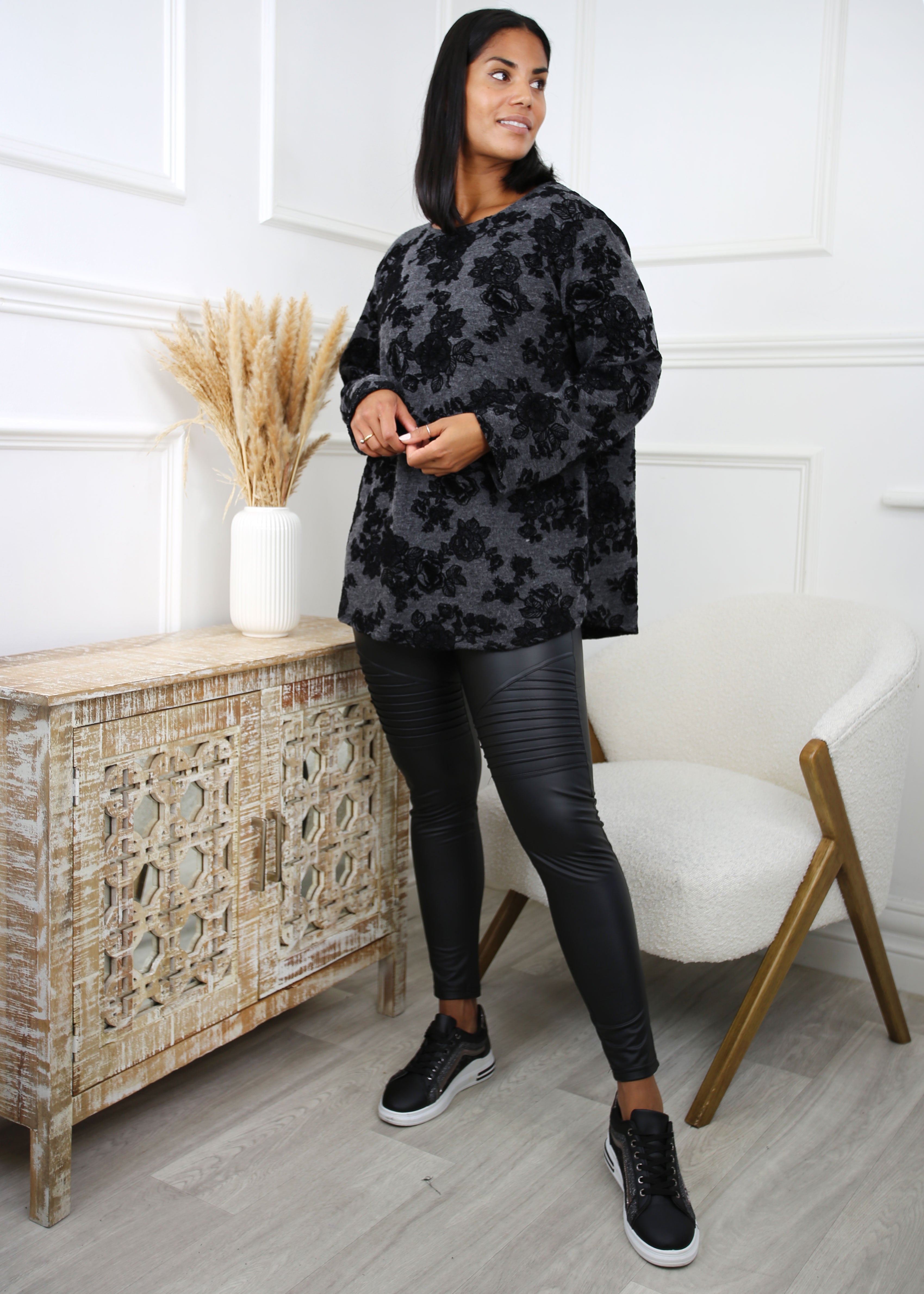 Oonagh Black Floral Print Top