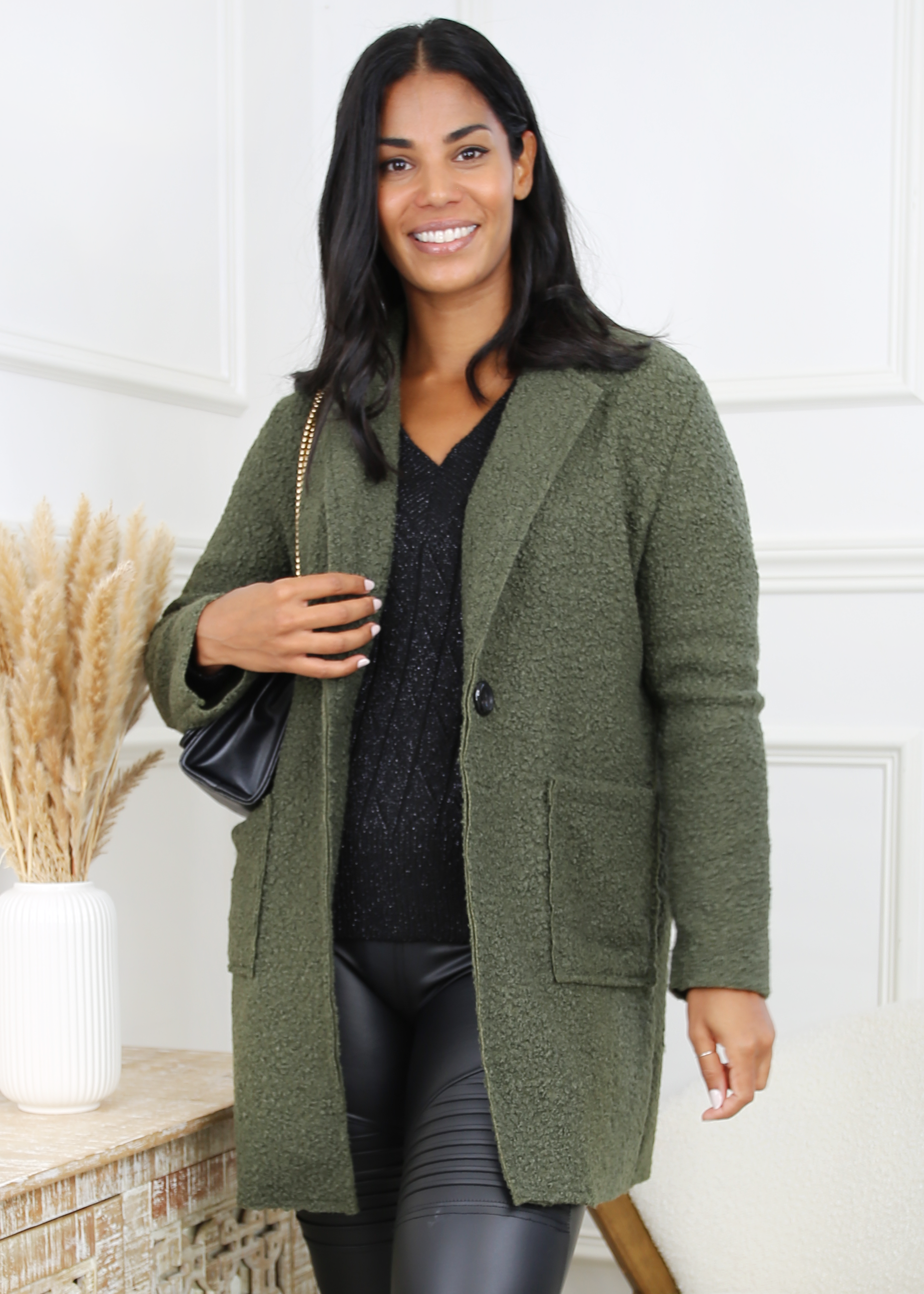 Judith Khaki One Button Coat