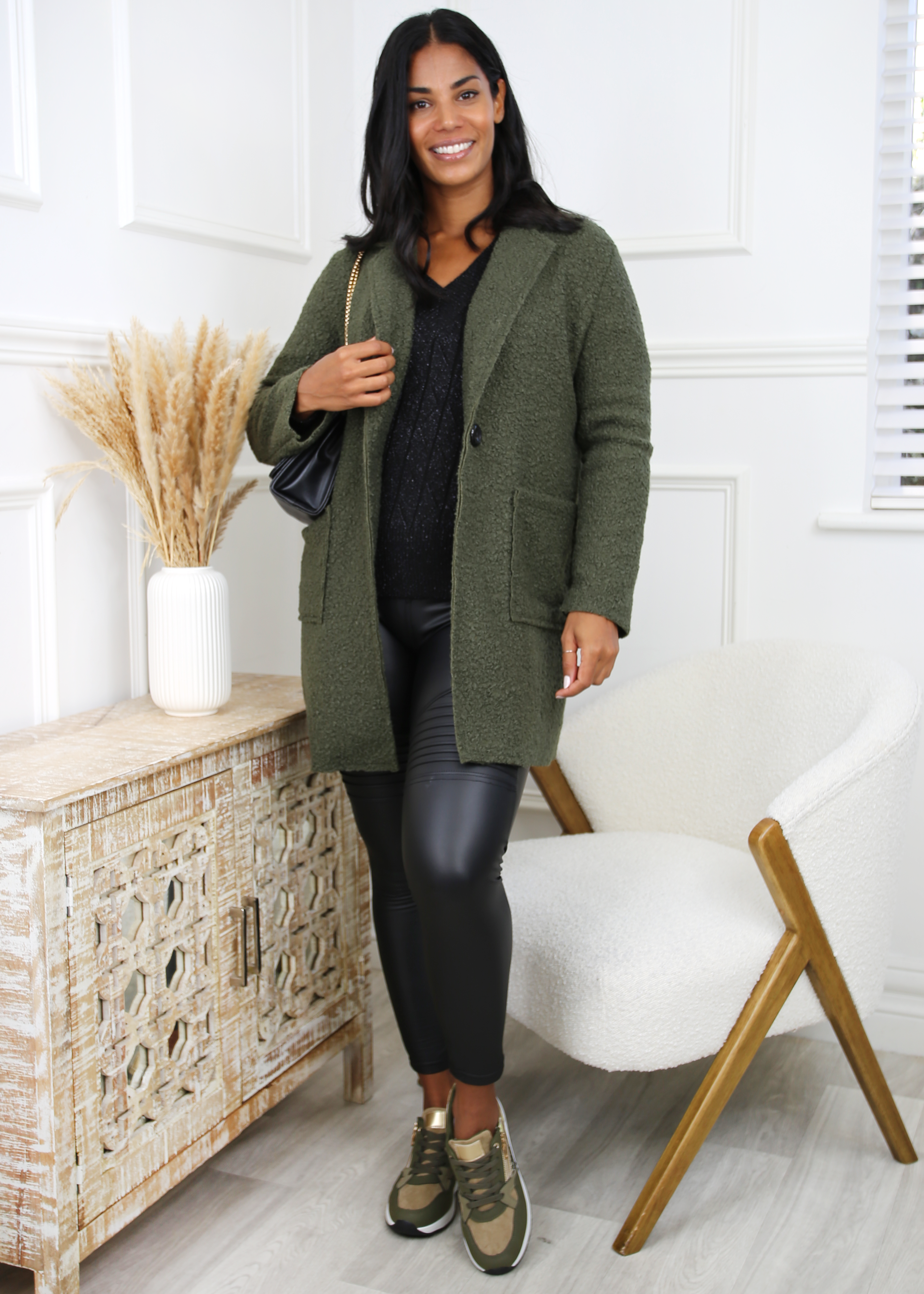 Judith Khaki One Button Coat