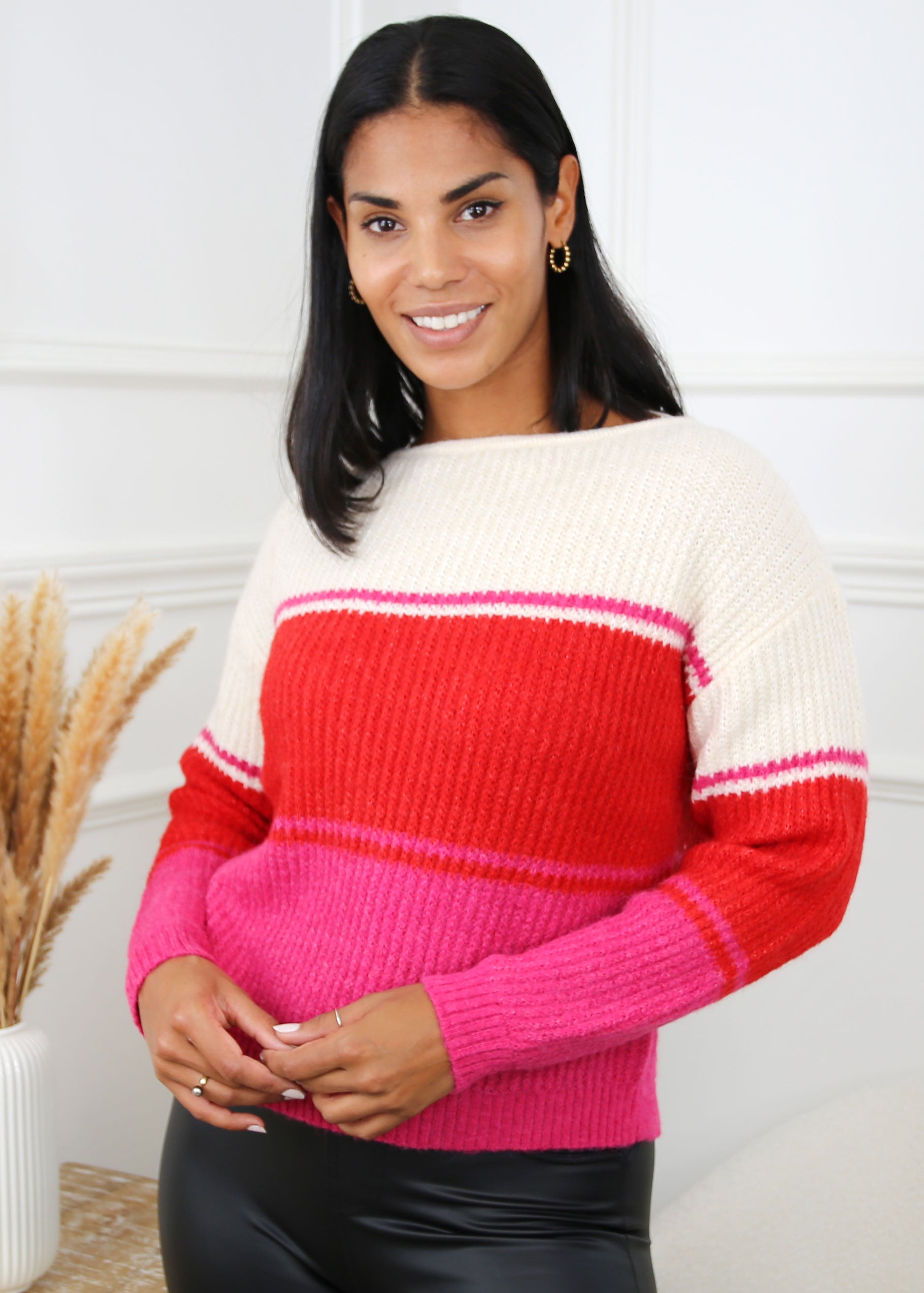 Celin Red/Fuchsia Striped Jumper