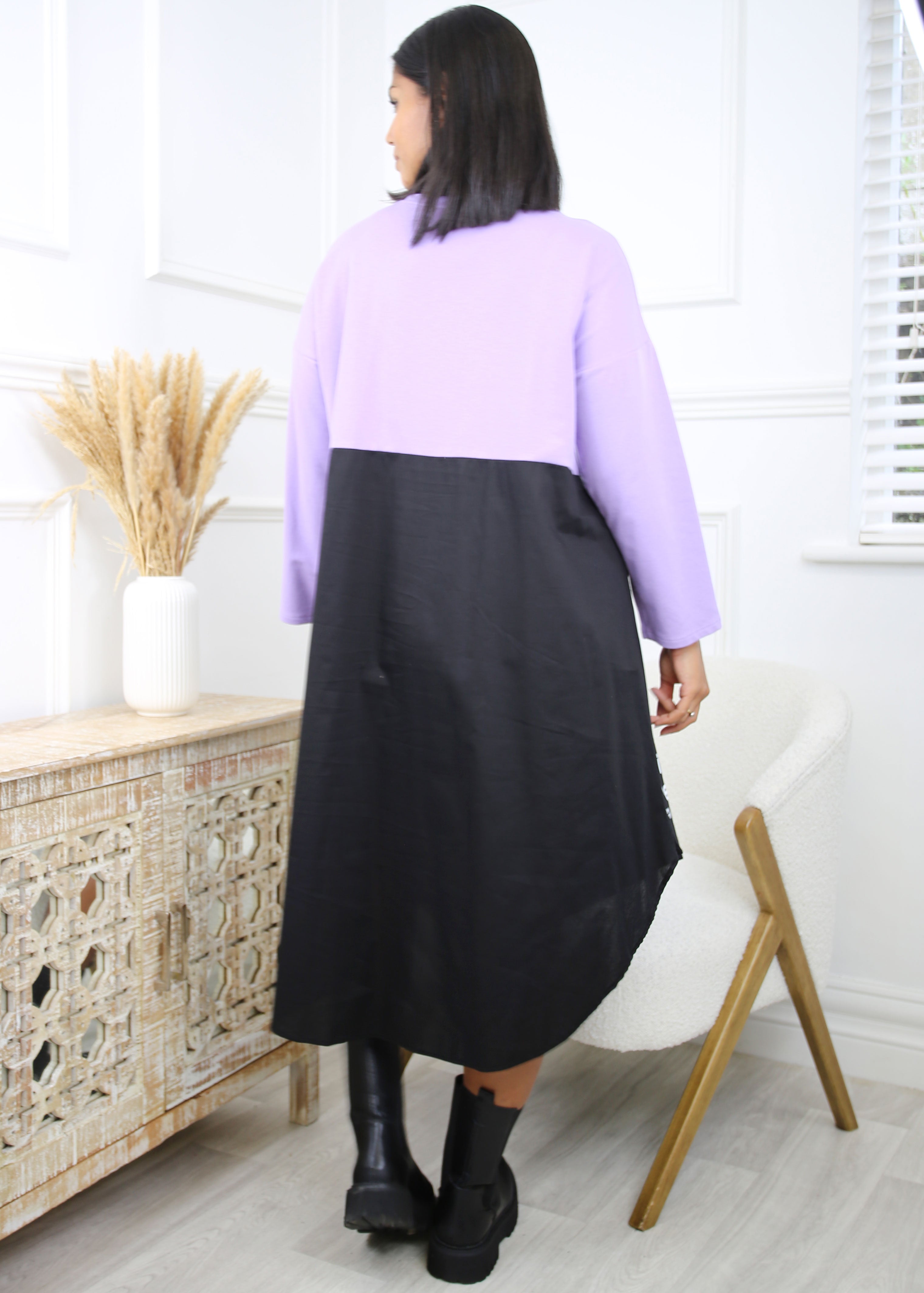 Stefany Lilac Smock Midi Dress