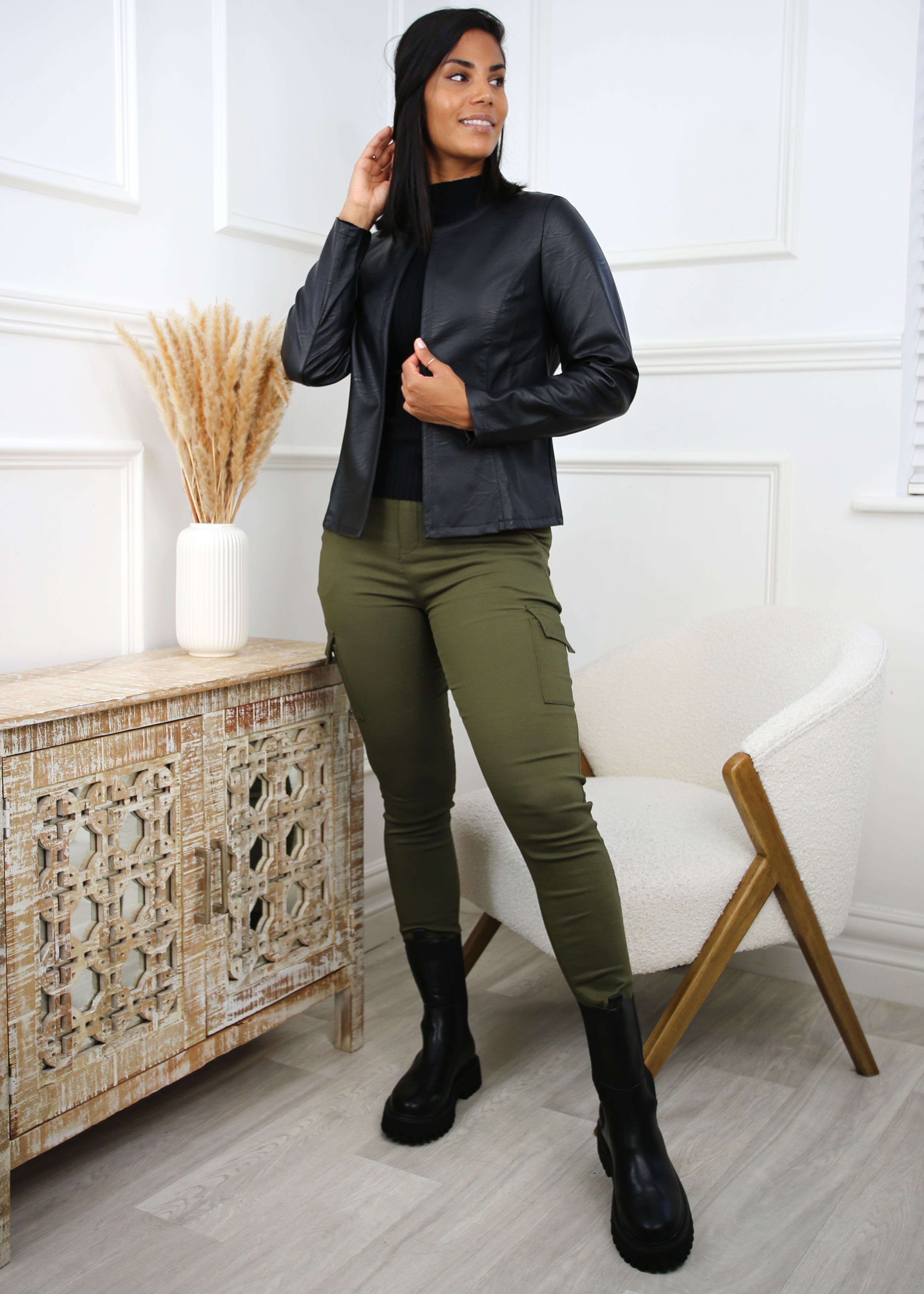 Lesley Black Faux Leather Jacket