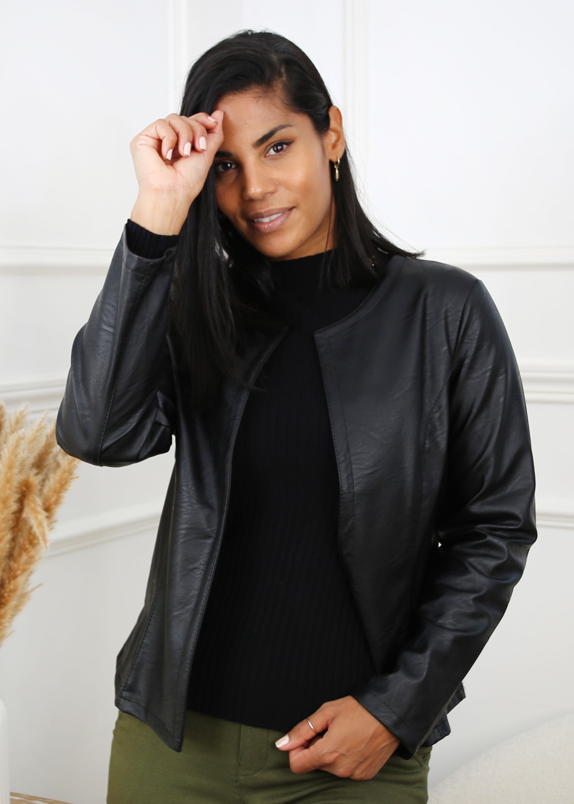 Lesley Black Faux Leather Jacket