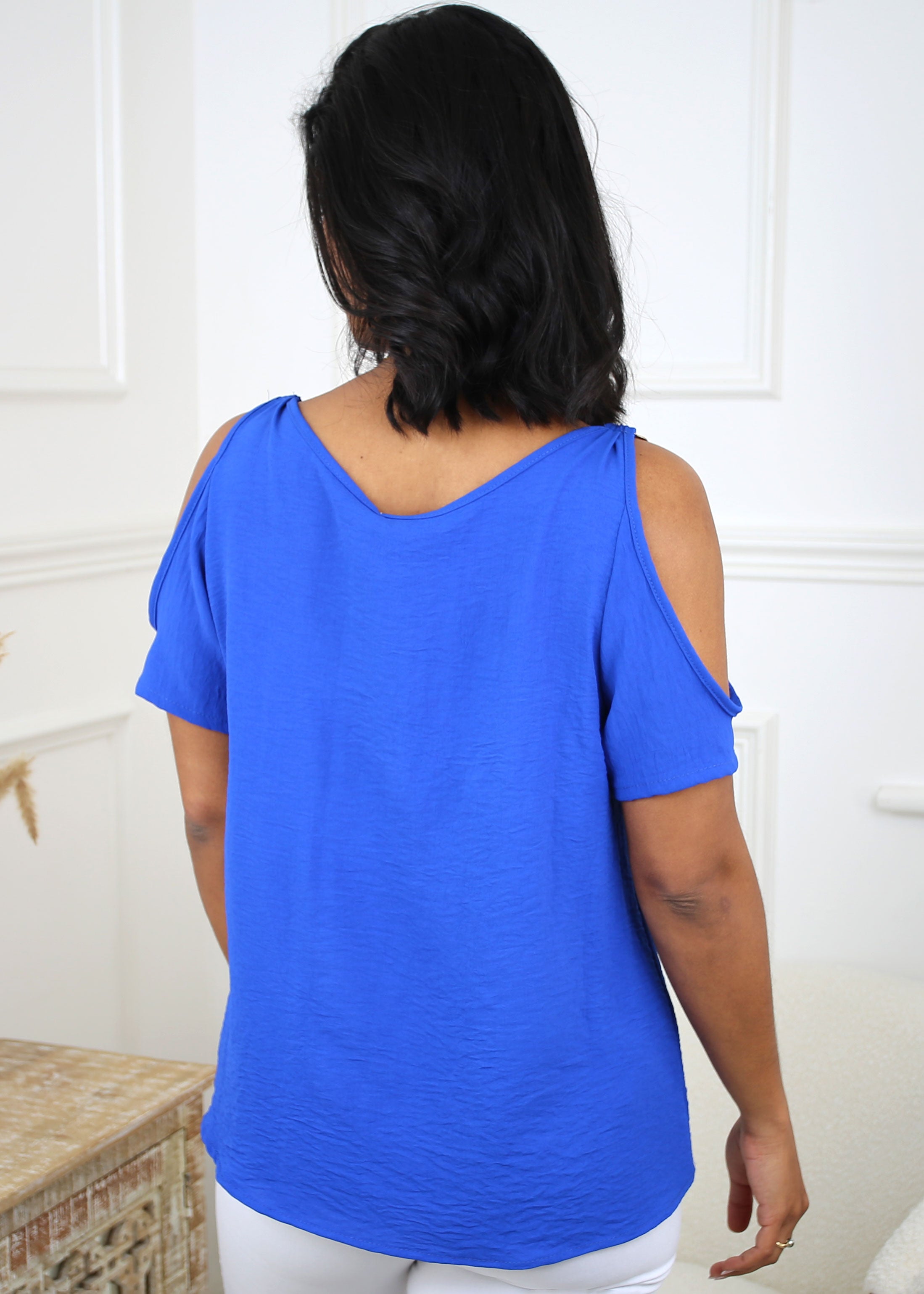 Meeda Blue Cold Shoulder Top