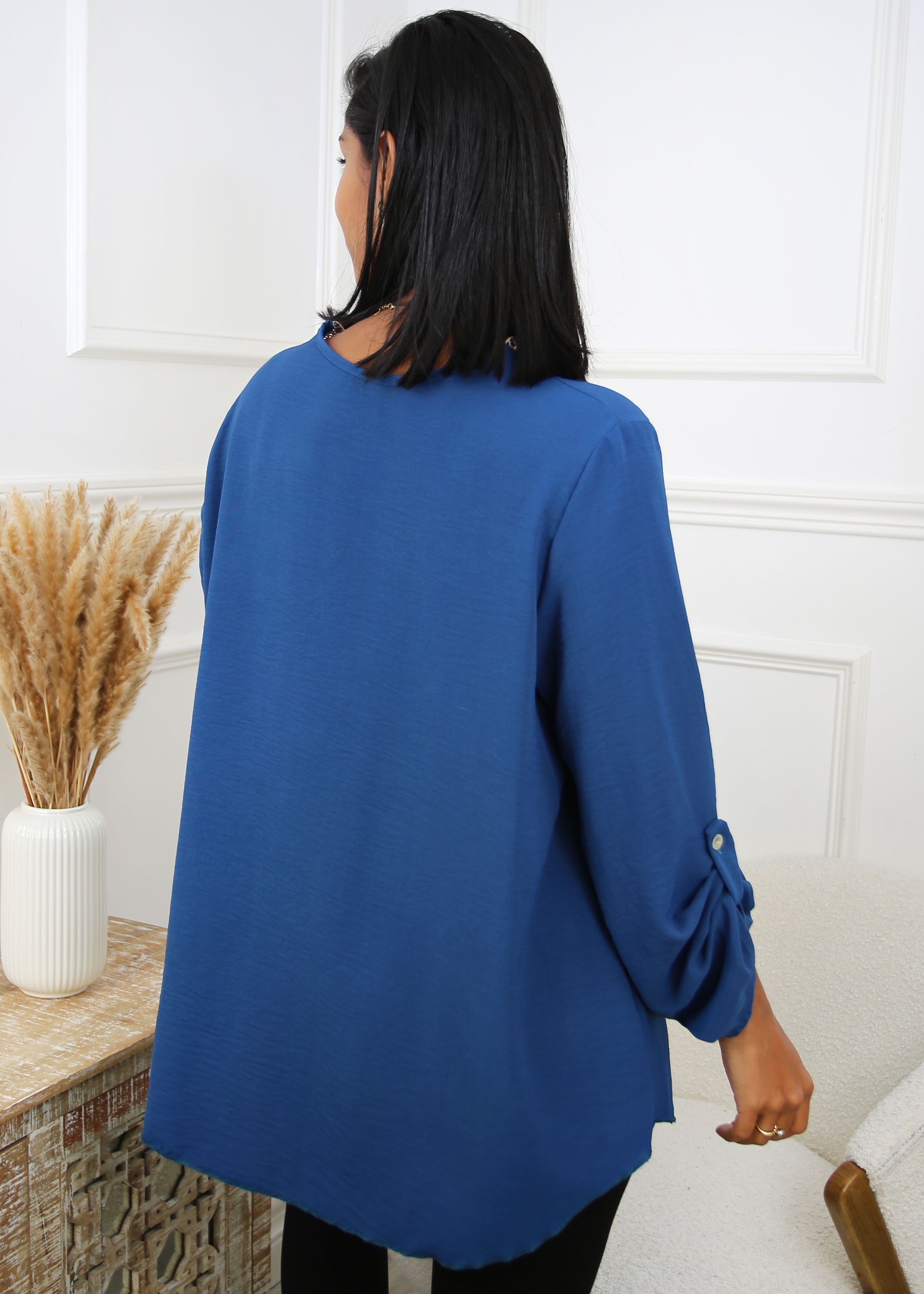 Sarah-Jane Petrol Blue Lace Detail Blouse