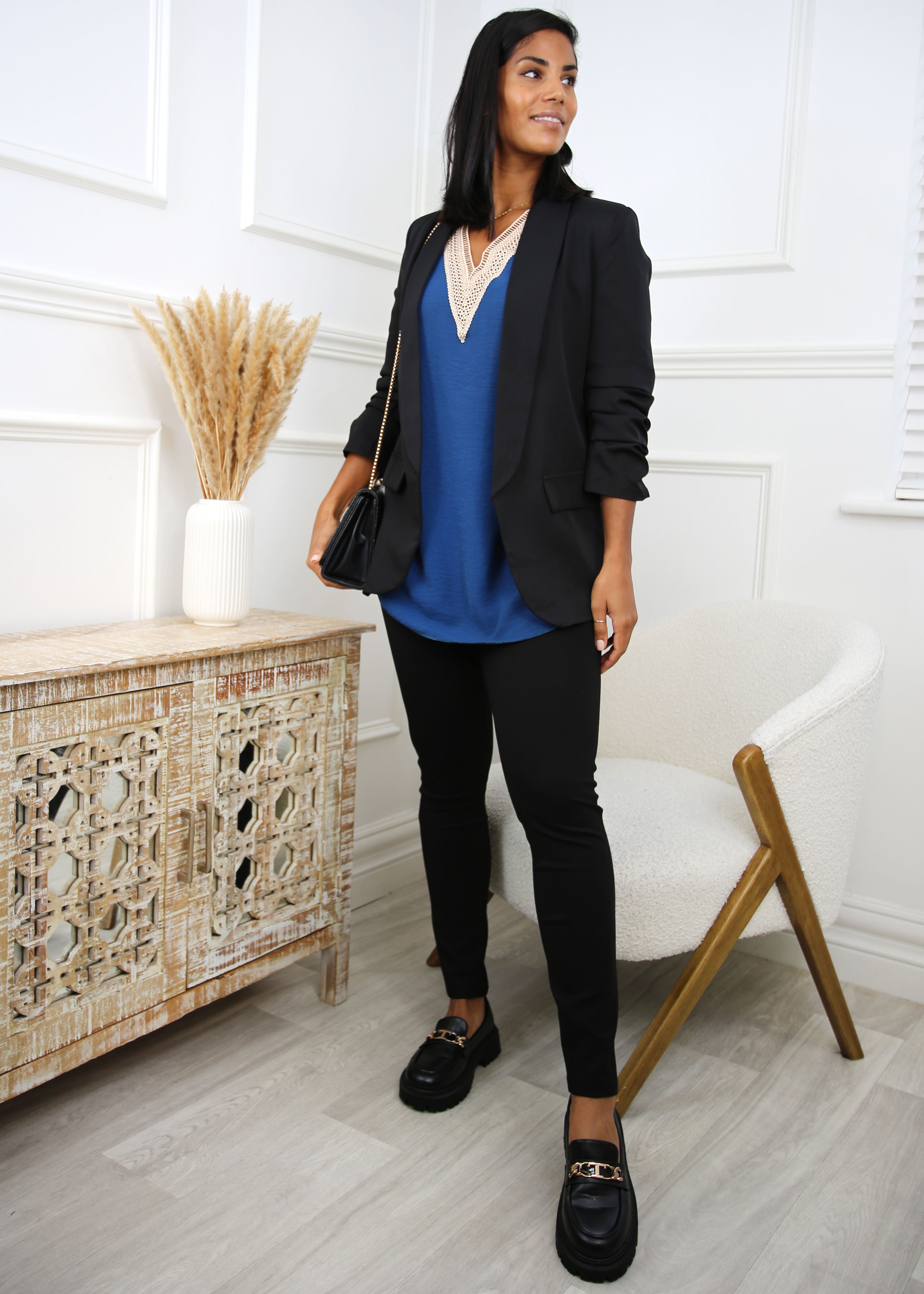 Augusta Black High Waist Slim Trousers