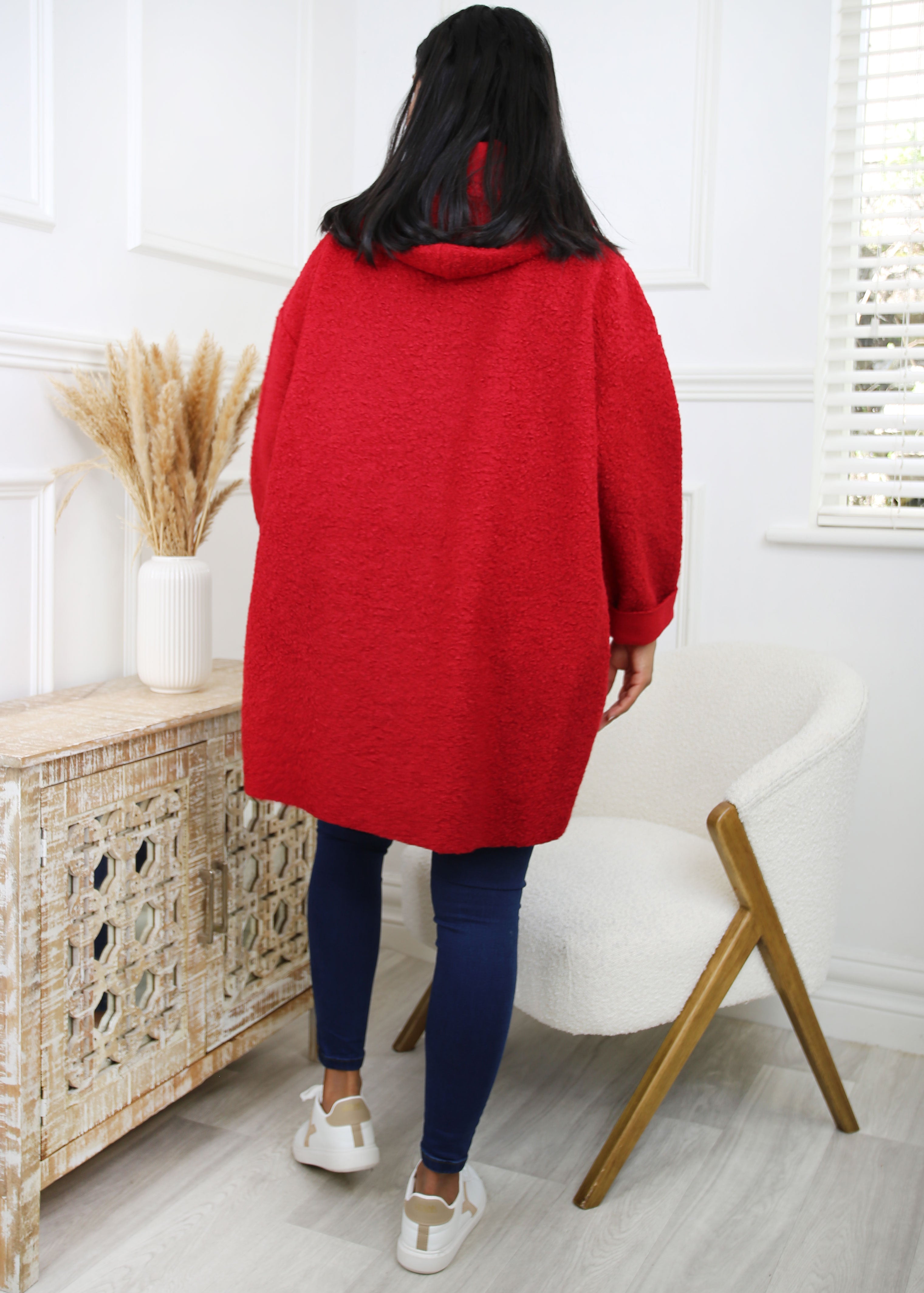 Peggy Red Zipped Duster Coat