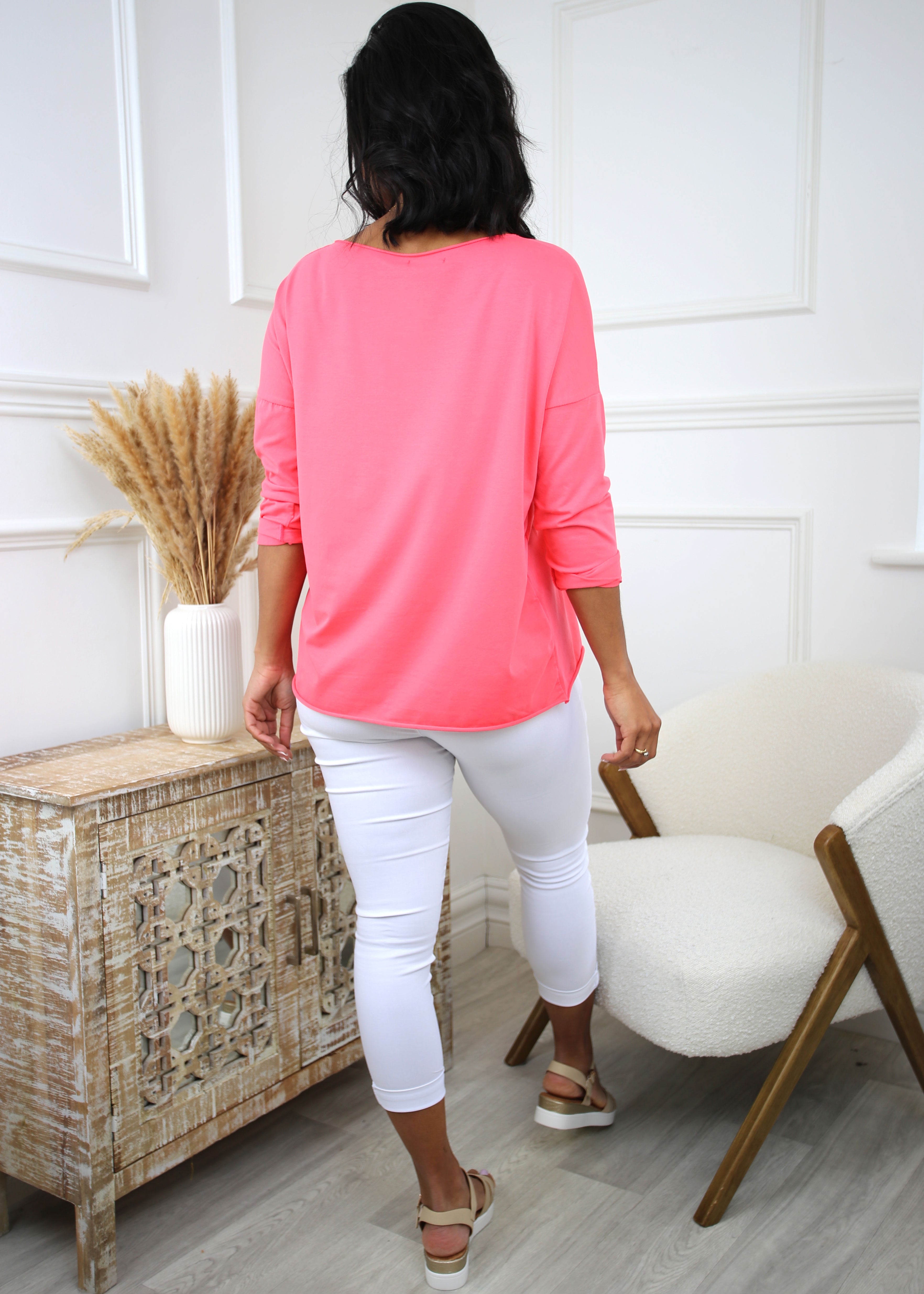Bibi Coral Raw Hem Top