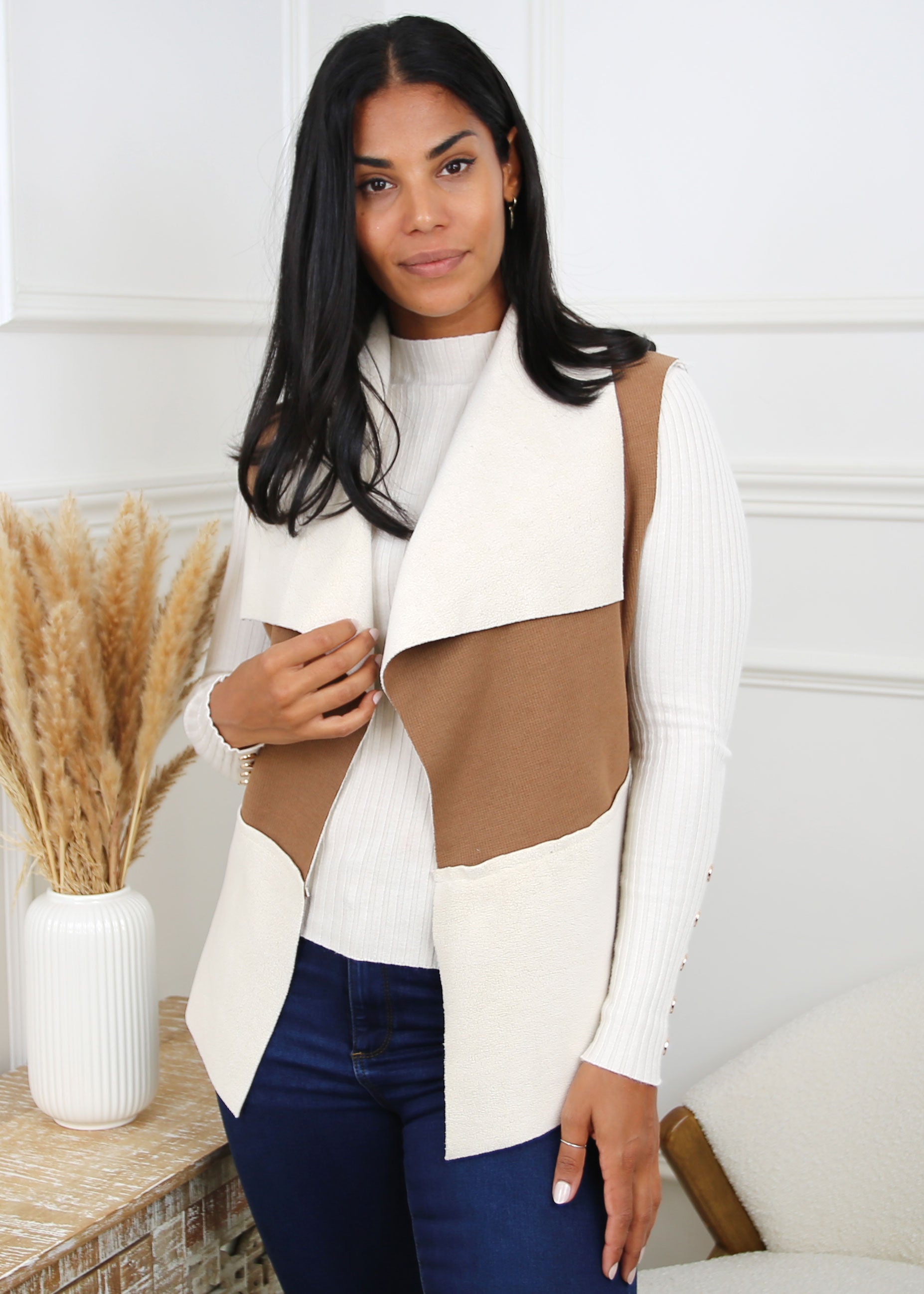 Laura Beige Dual Tone Vest