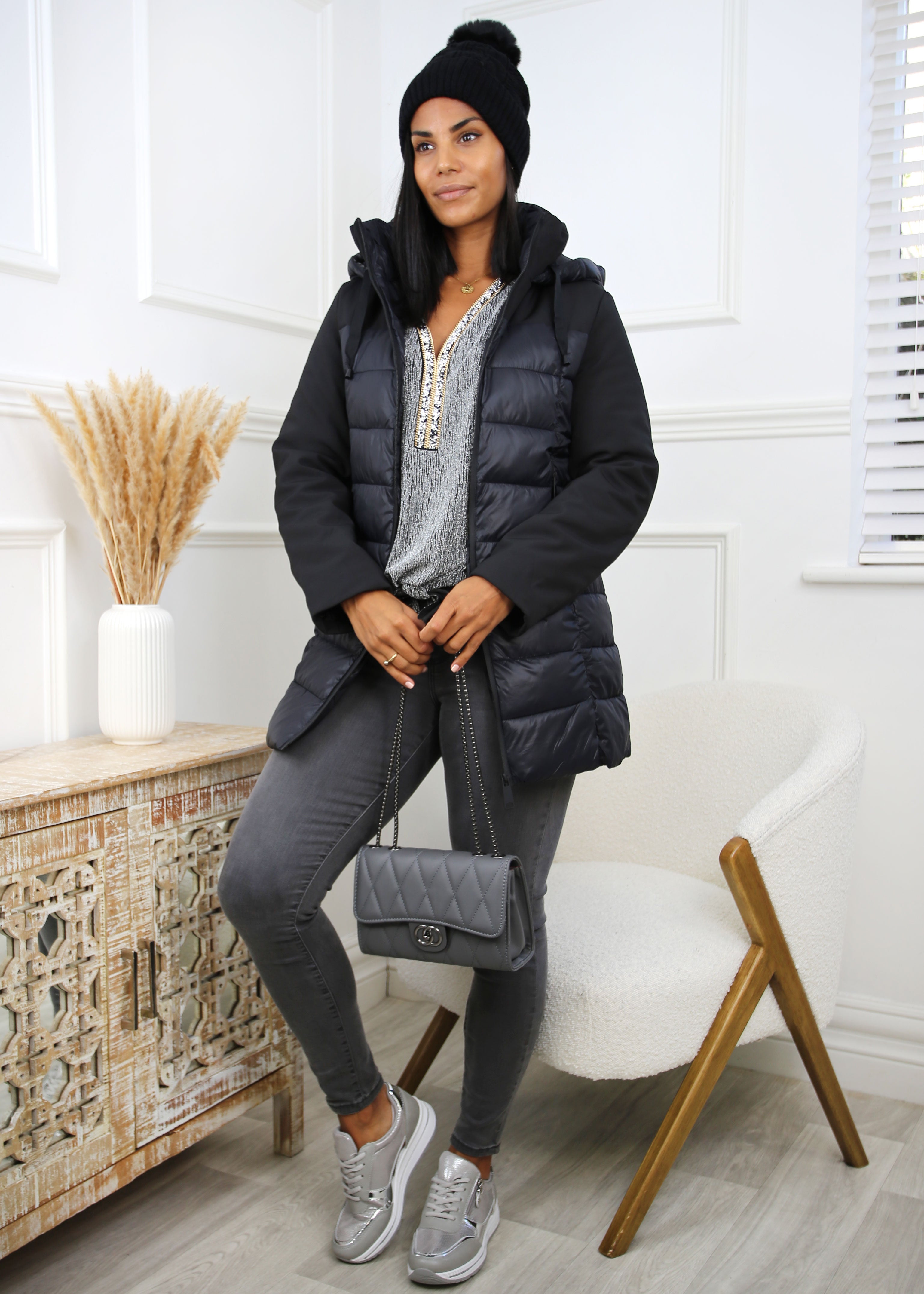 Sophie Black Mix Puffer Coat