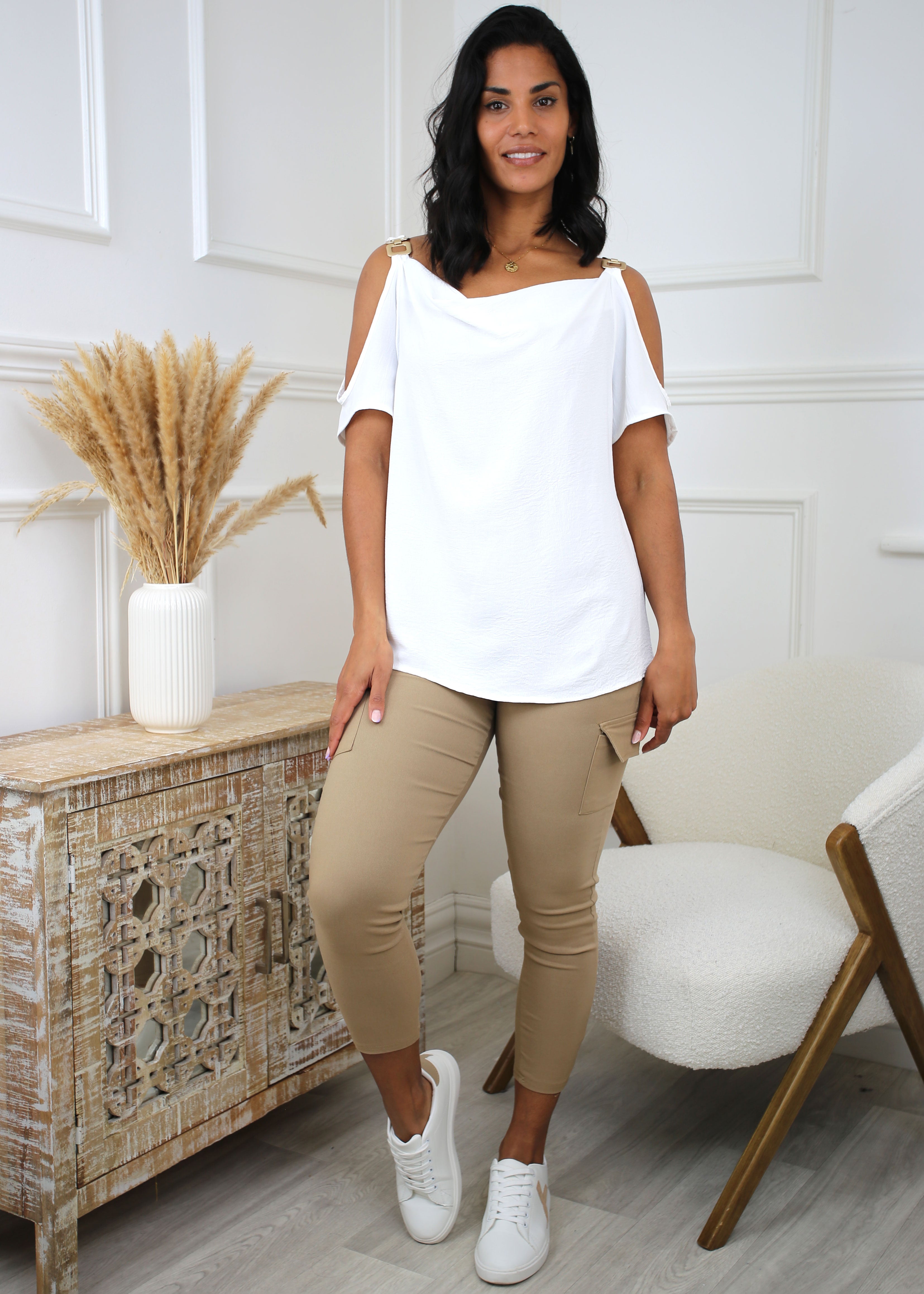 Meeda White Cold Shoulder Top