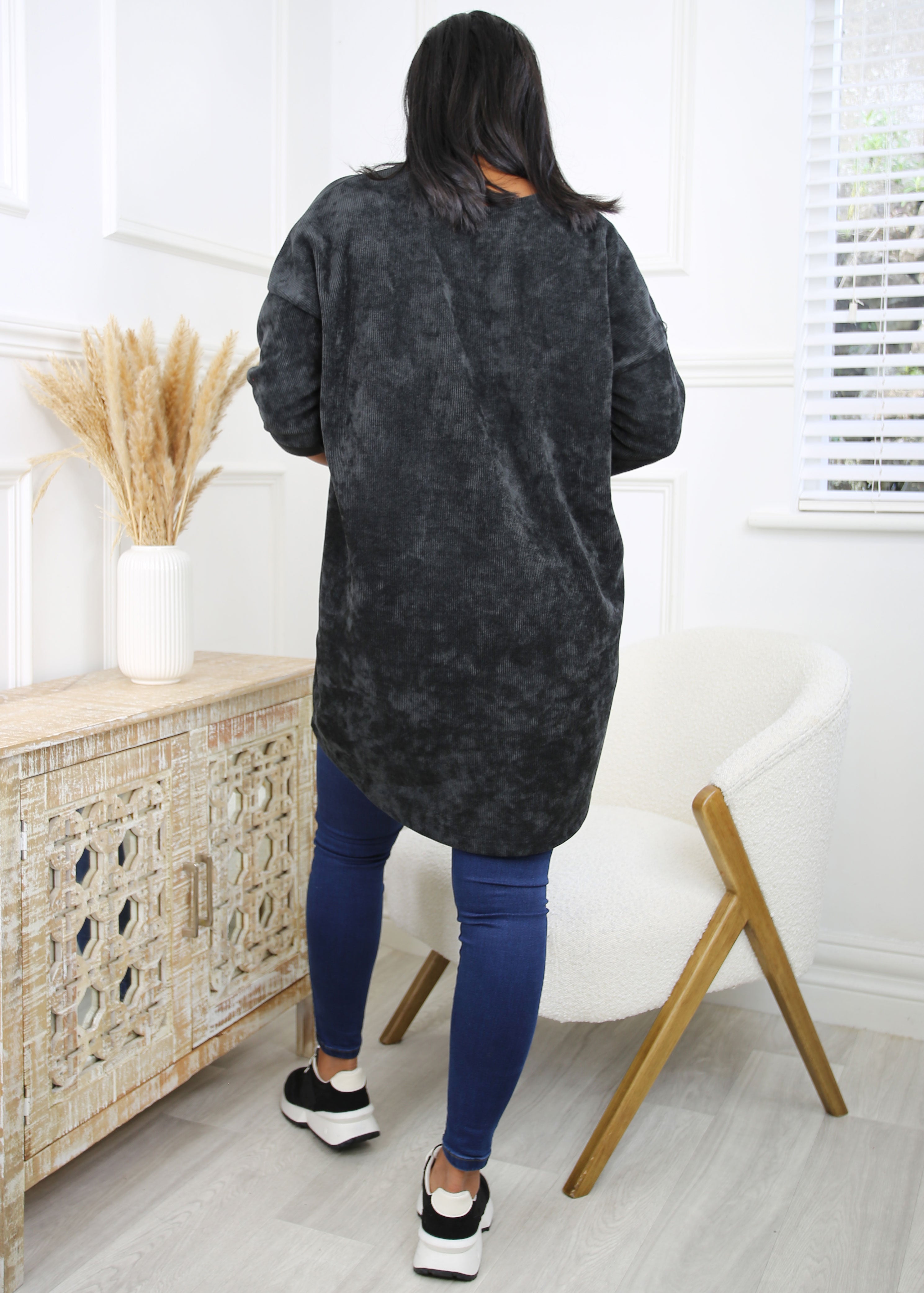 Duana Black Velour Necklace Tunic