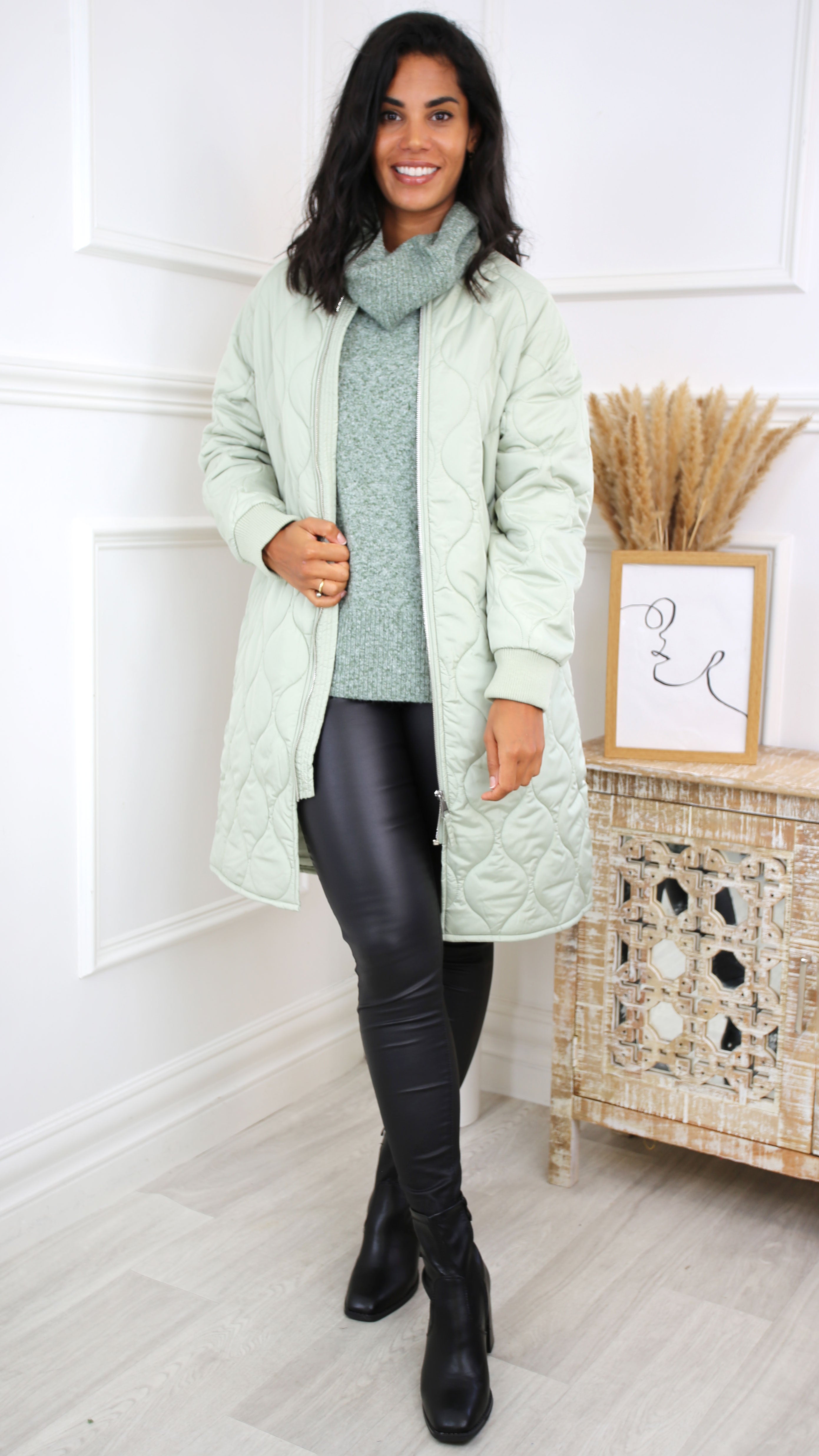 Milla Desert Sage Bomber Coat