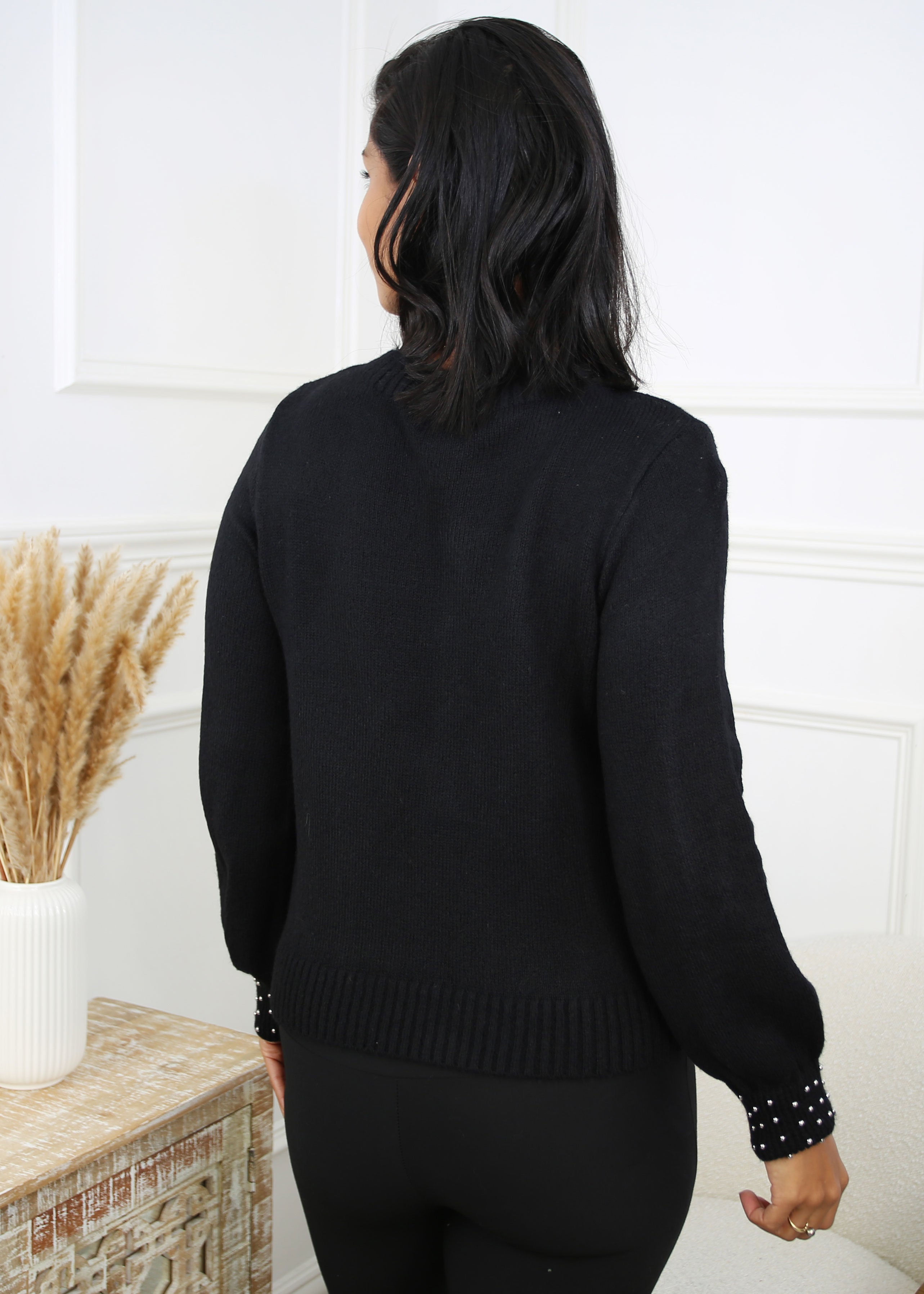 Alessia Black Embellished Pullover