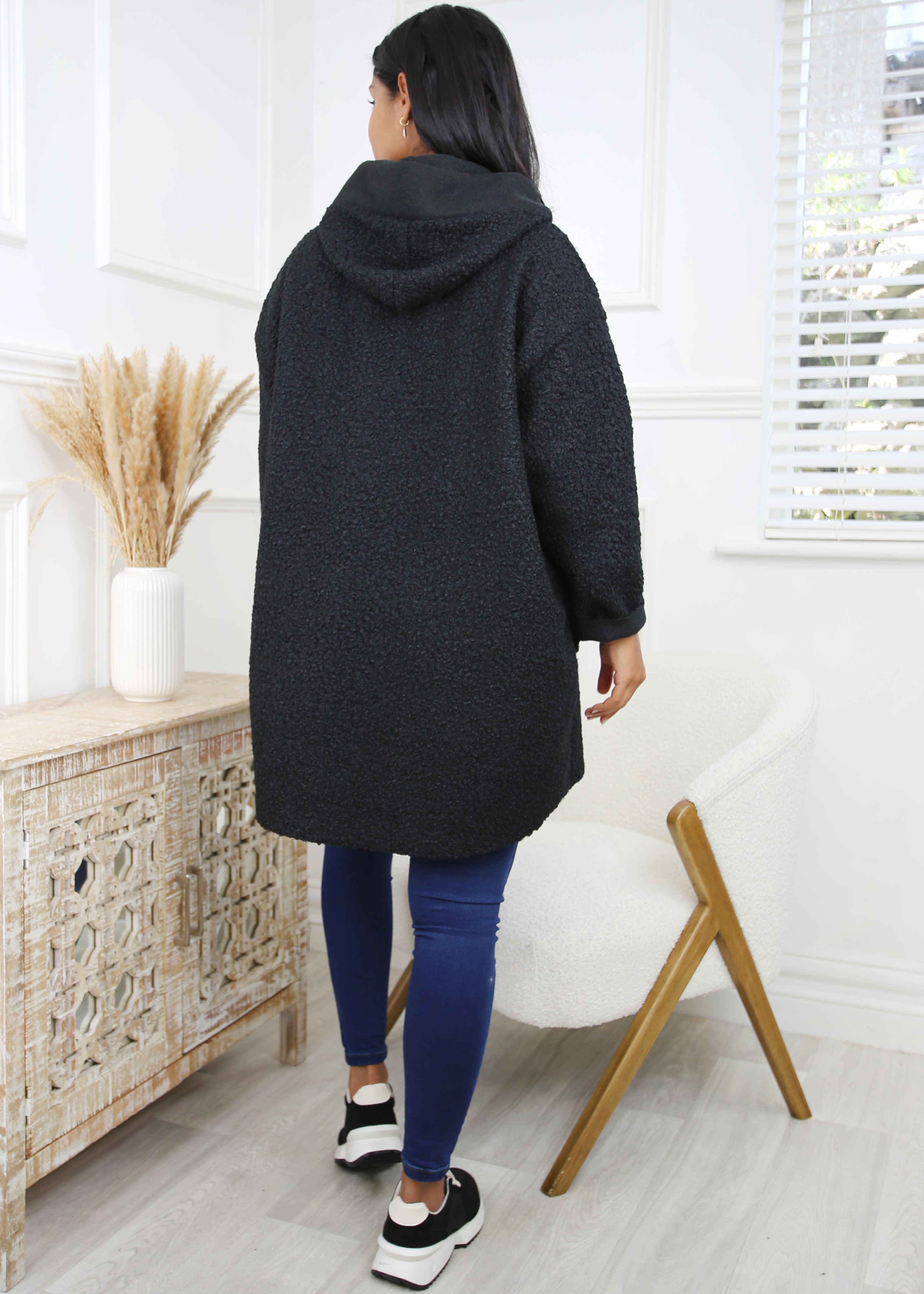 Peggy Black Zipped Duster Coat