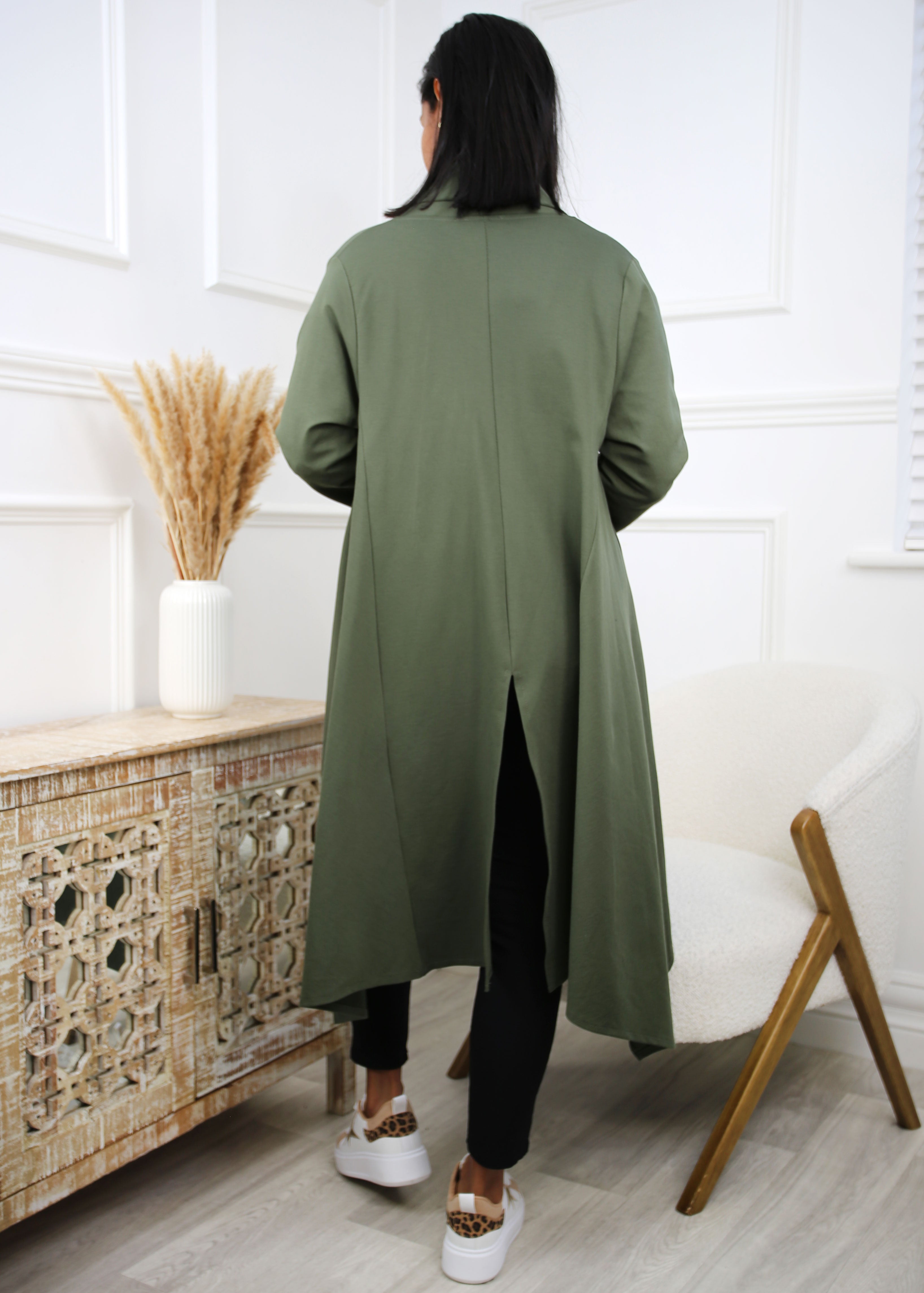 Moana Khaki Hanky Hem Duster Coat