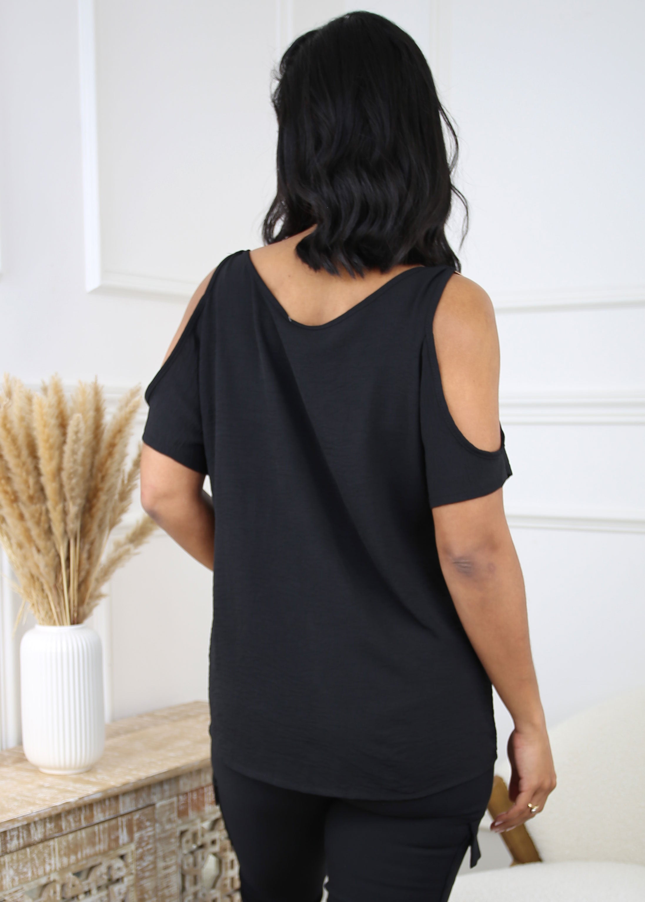 Meeda Black Cold Shoulder Top