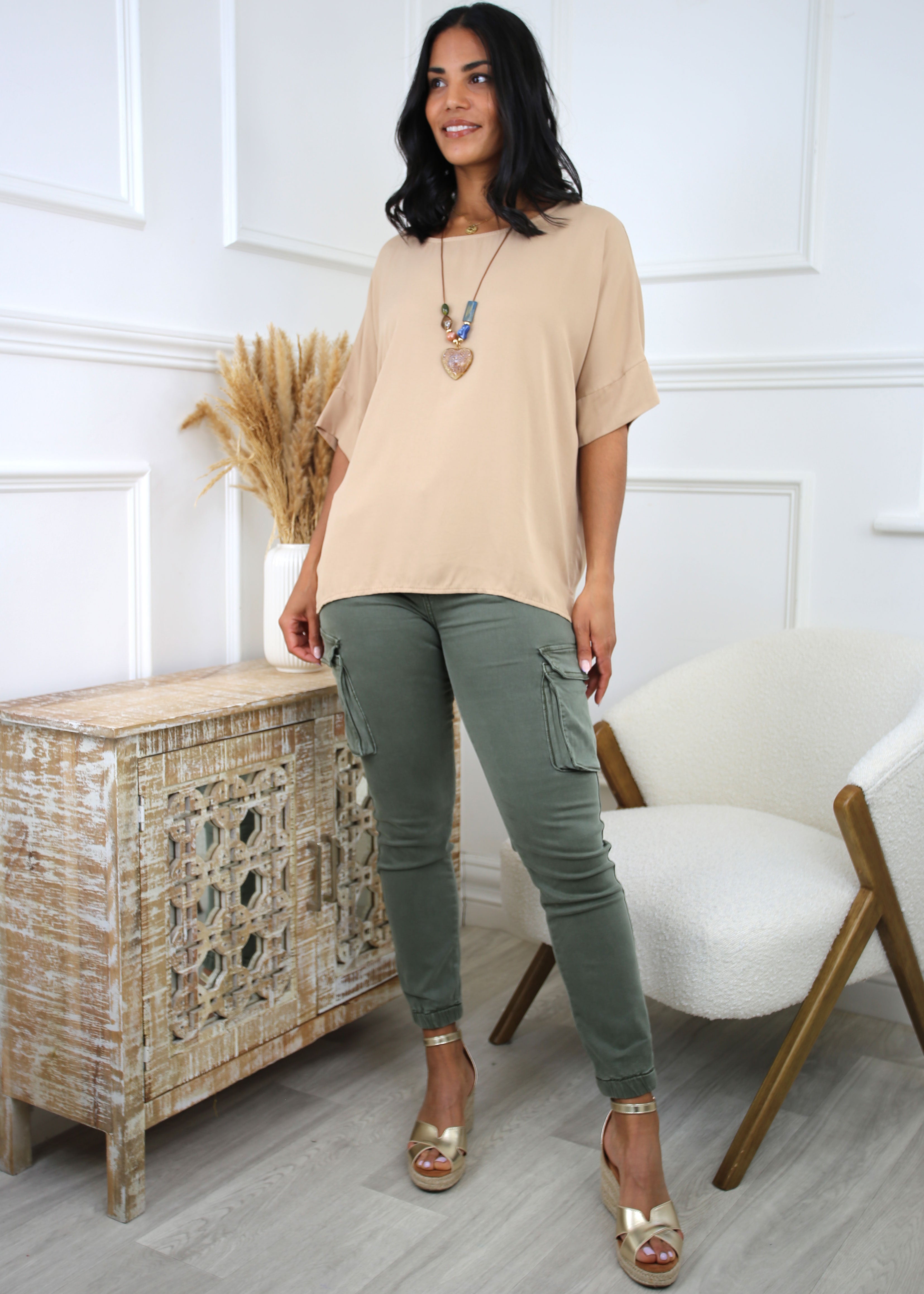 Leish Khaki Cargo Skinny Jeans