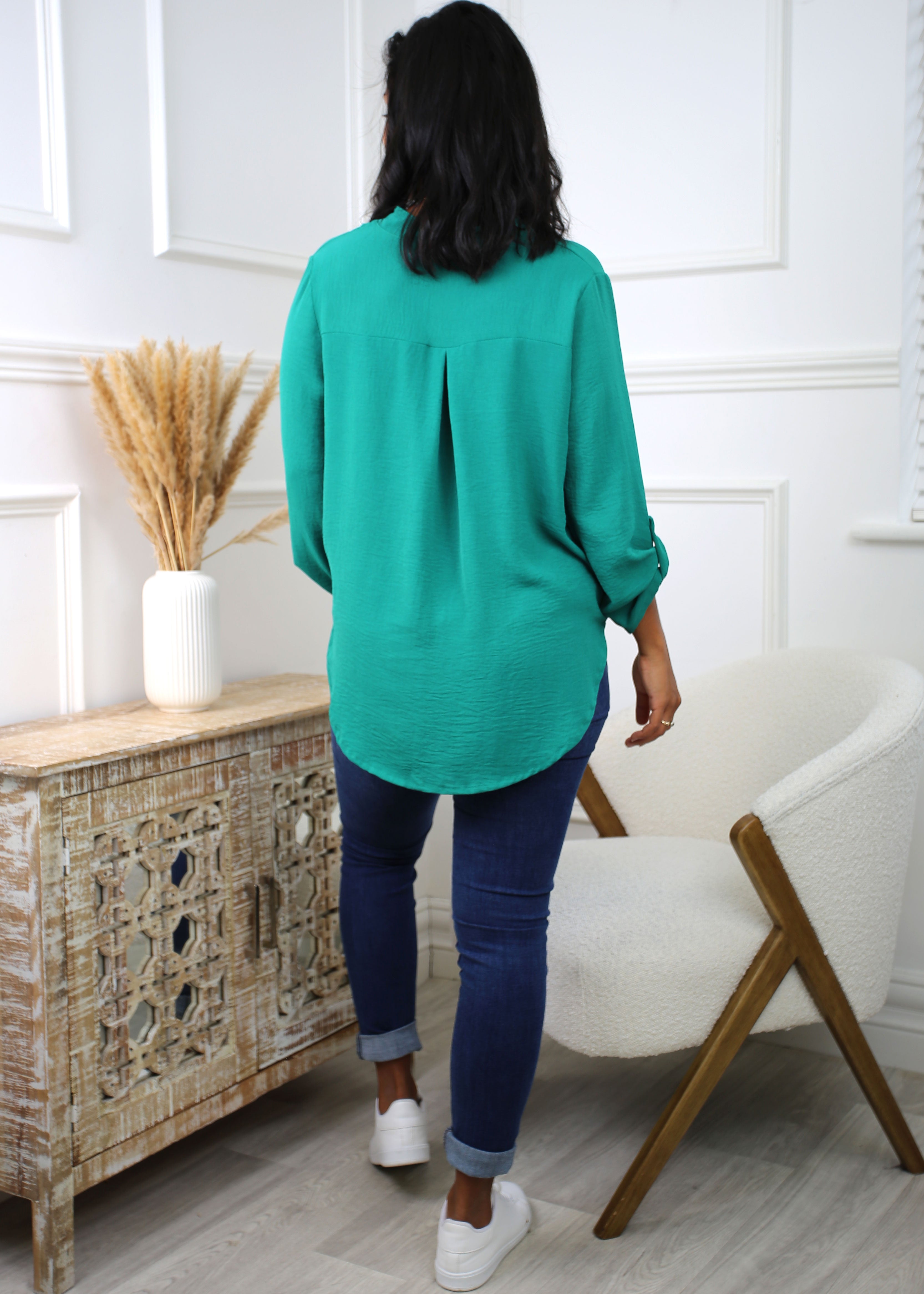 Darcy Shamrock Green Wrap Blouse