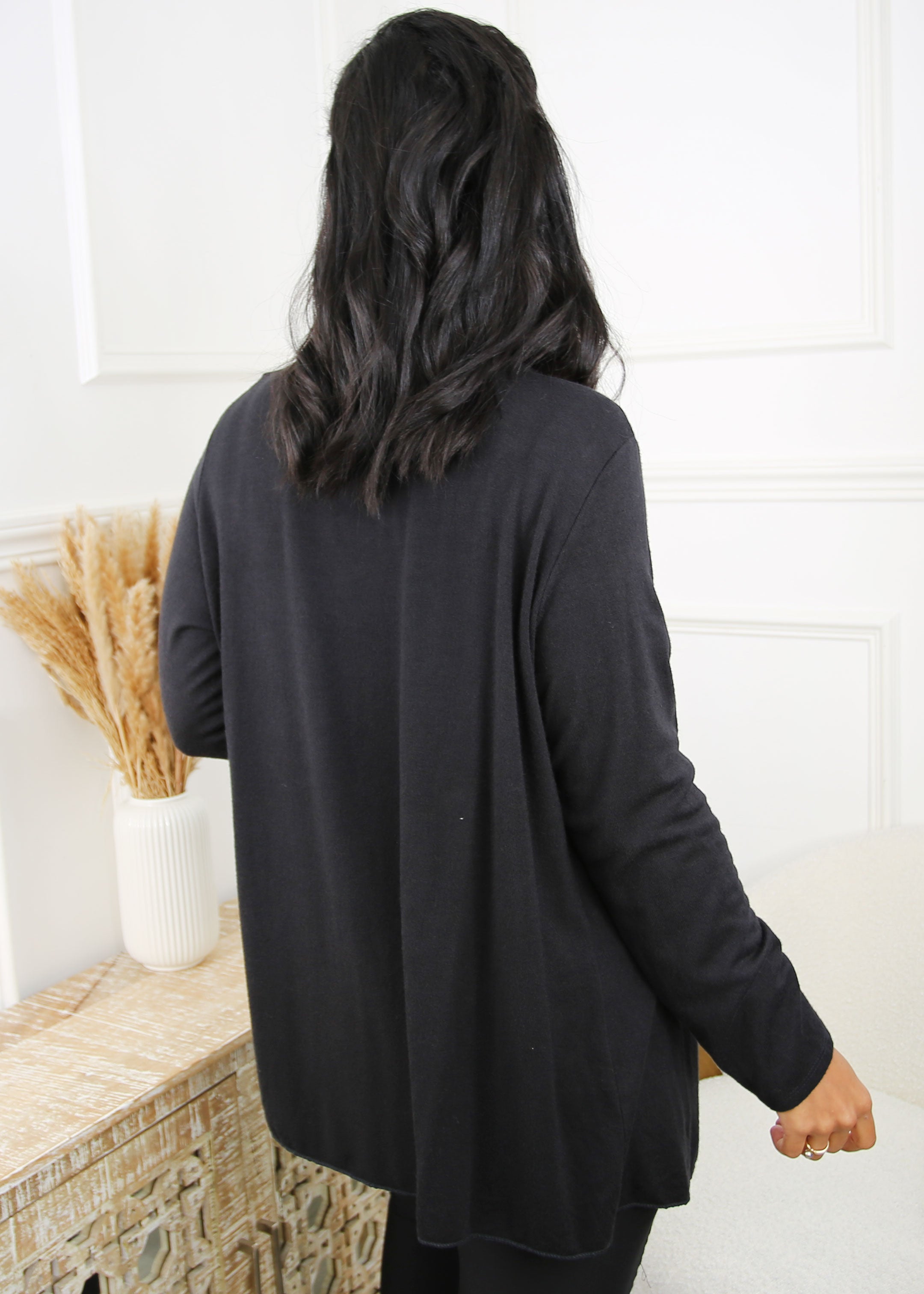 Devin Black Fine Knit Cardigan