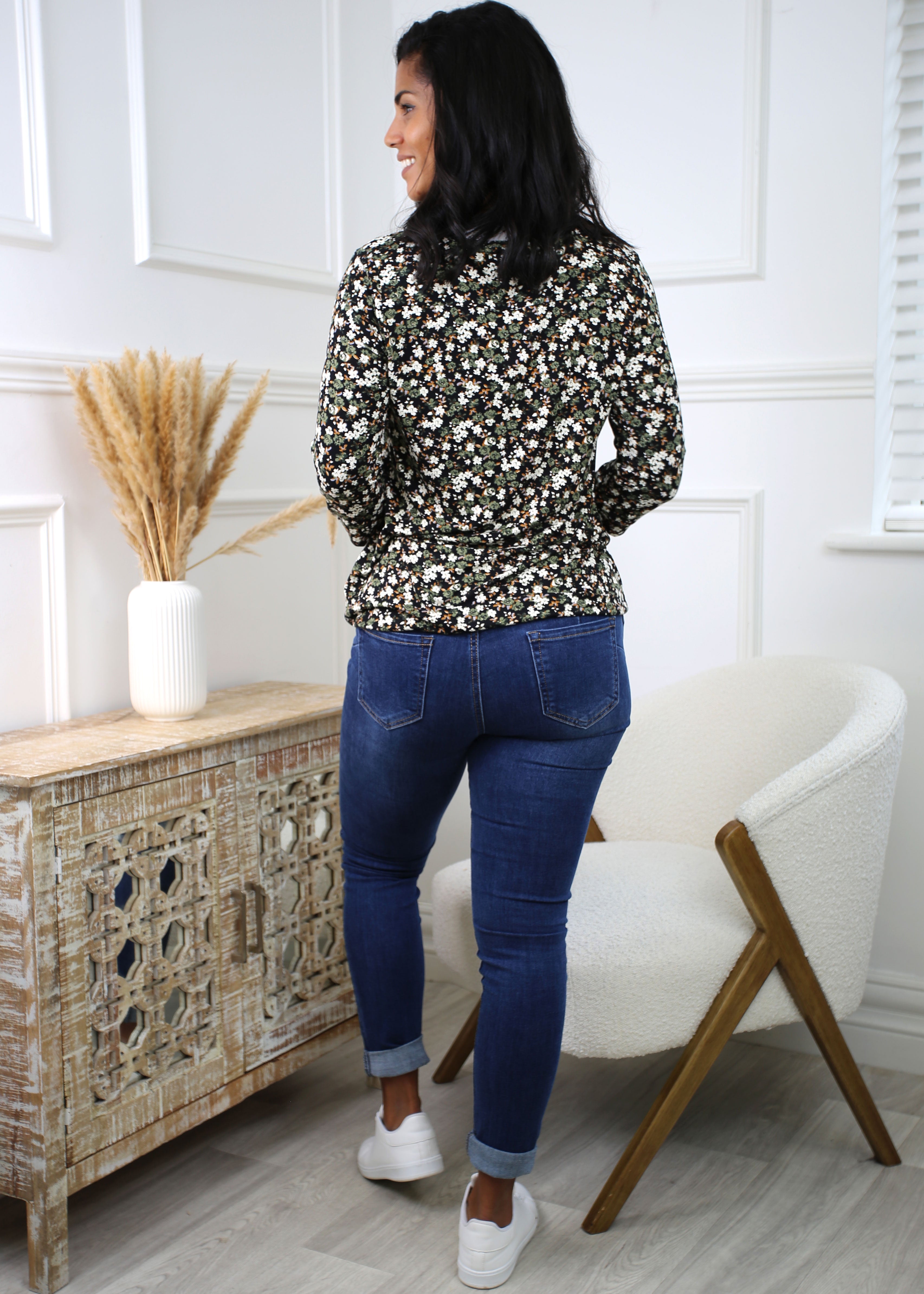 Talia Khaki Floral Blouse